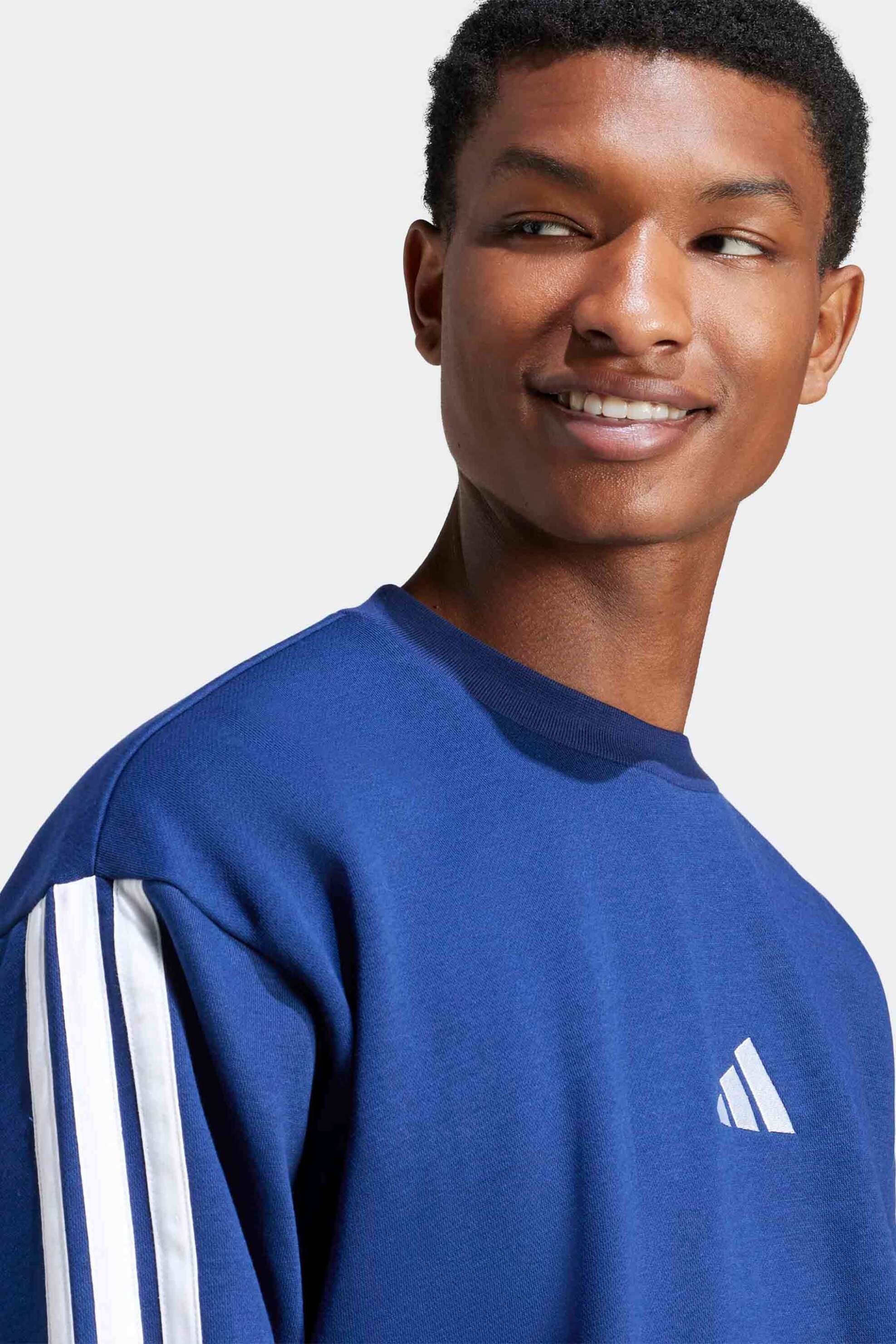 Adidas ανδρική μπλούζα φούτερ Regular Fit "Essentials 3-Stripes Fleece" - JE6307 Μπλε φωτογραφία