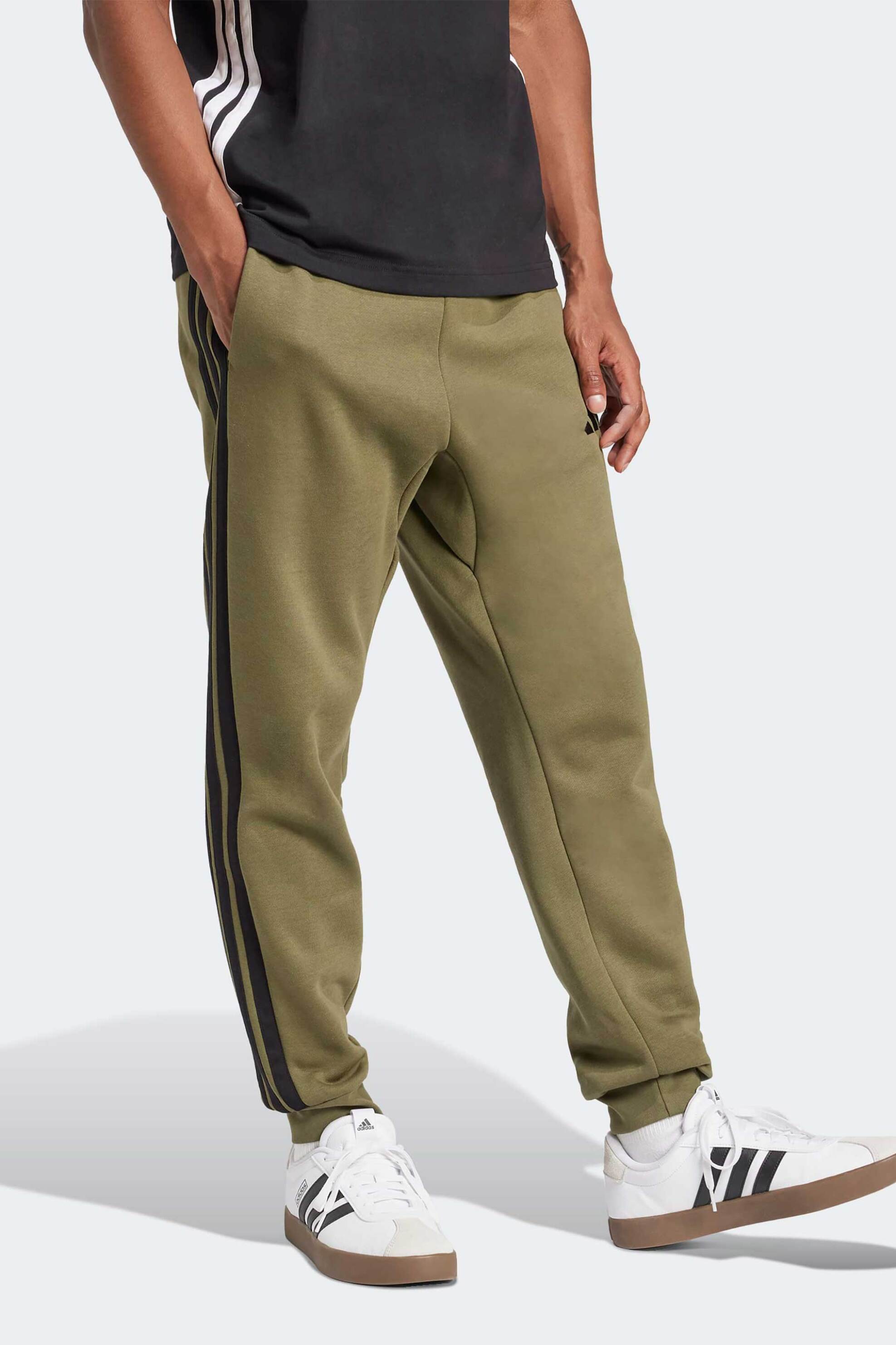 Adidas ανδρικό παντελόνι φόρμας Regular Fit "Essentials 3-Stripes Fleece" - JD1857 Λαδί