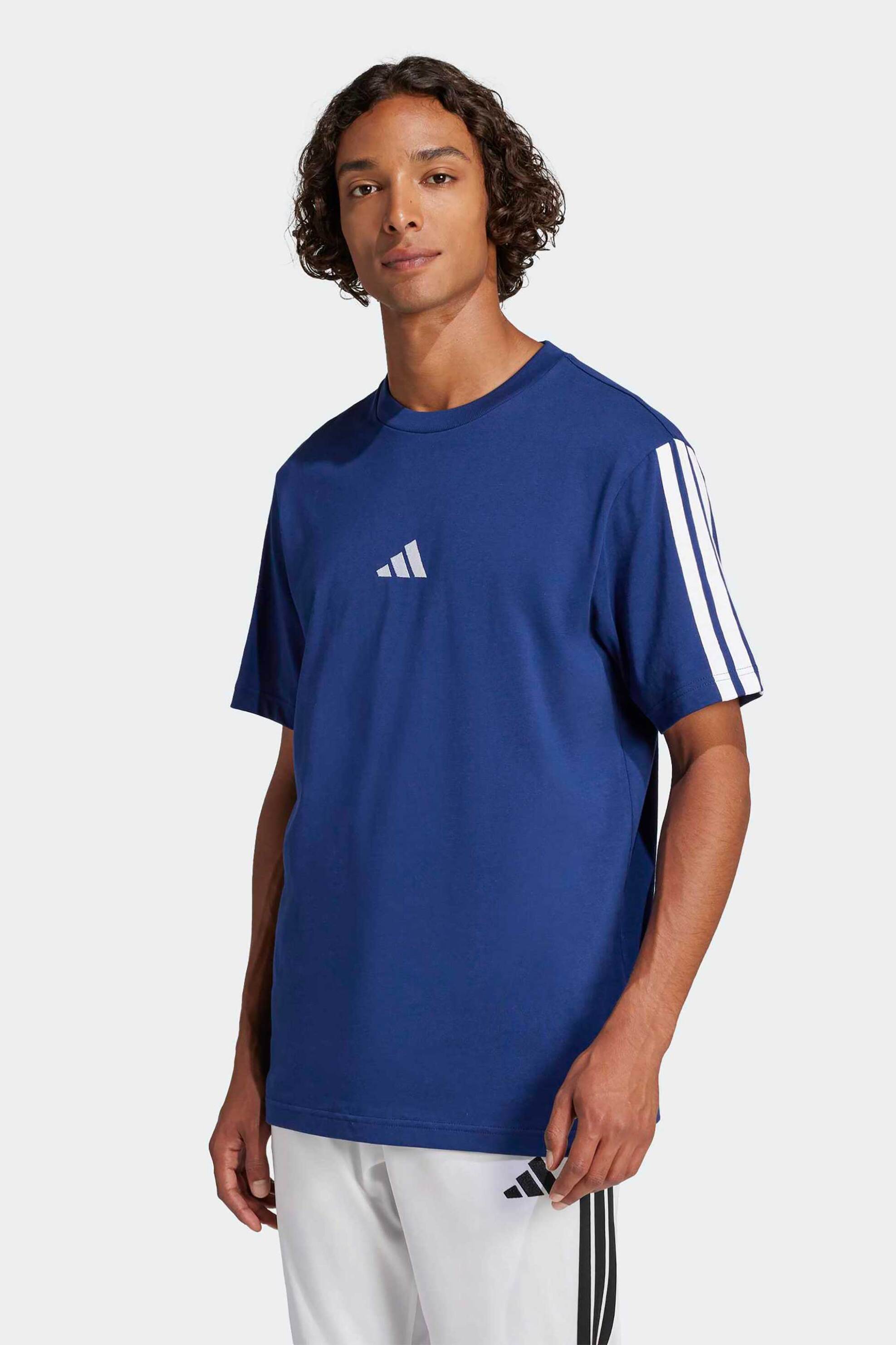 Adidas ανδρικό T-shirt Regular Fit "Essentials 3-Stripes" - JW1950 Μπλε