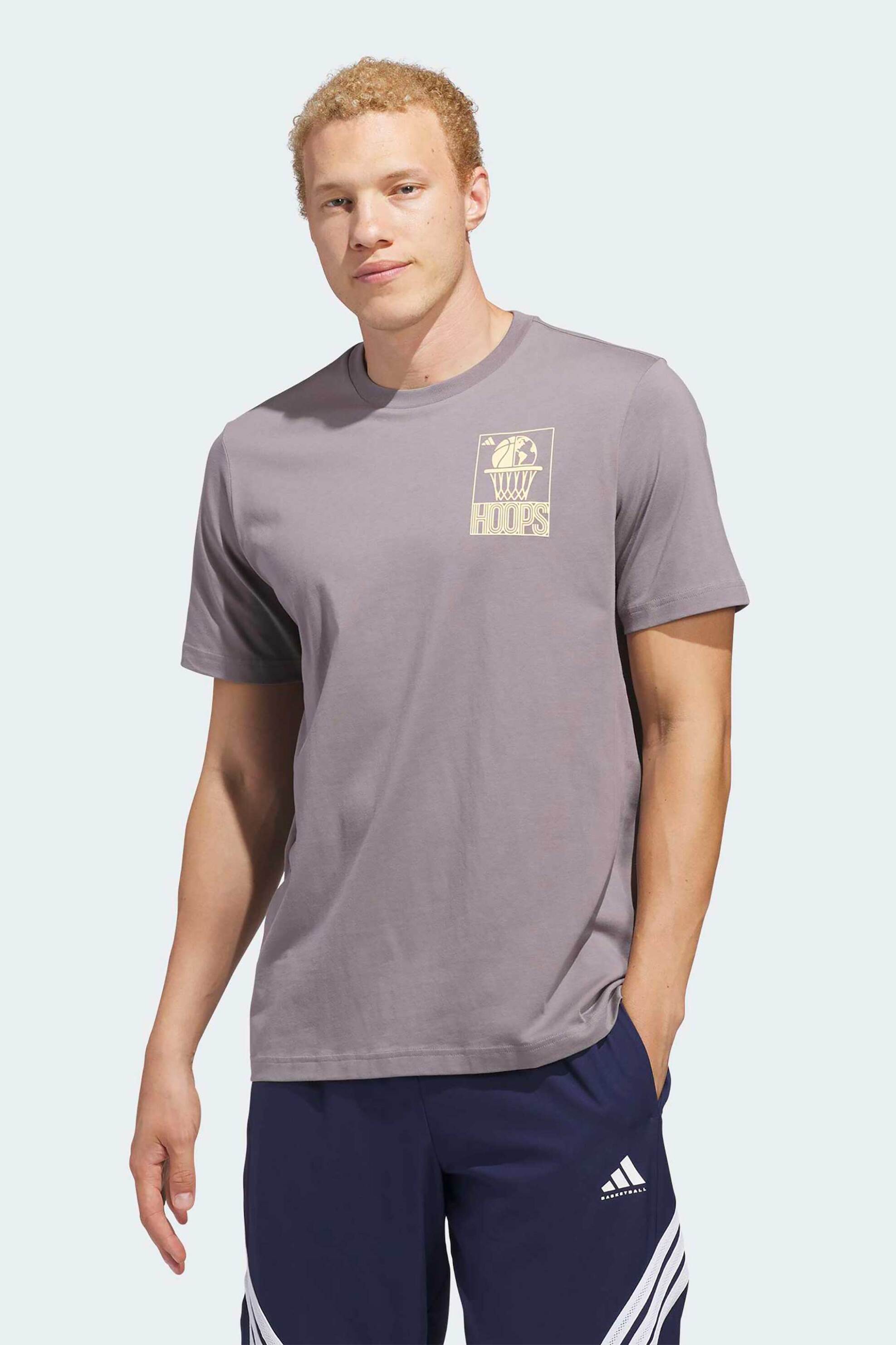 Adidas ανδρικό T-shirt Loose Fit "World Wide Hoops Graphic" - JZ7528 Taupe