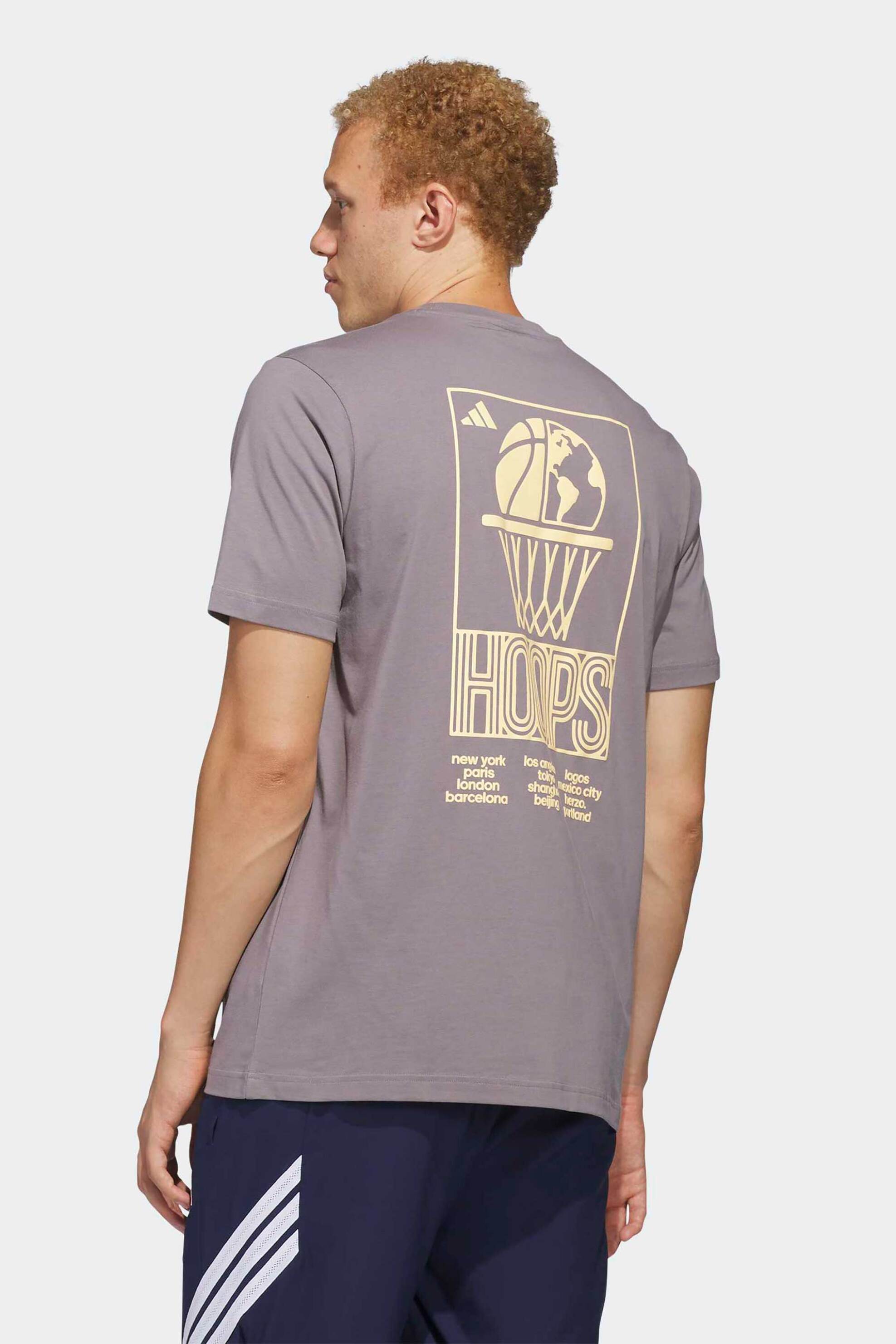 Adidas Ανδρικό T-Shirt Loose Fit World Wide Hoops Graphic - Jz7528 Taupe