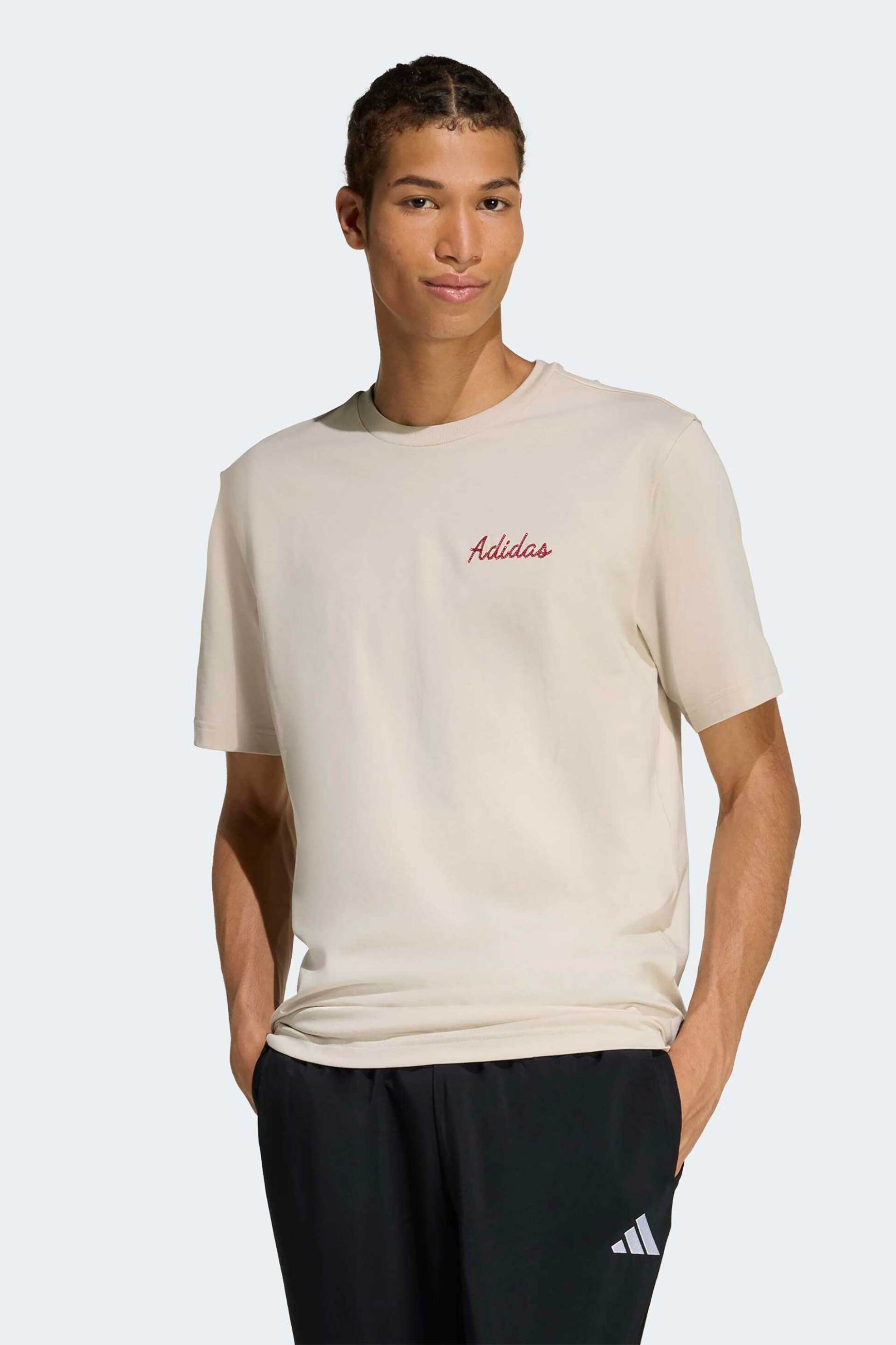 Adidas ανδρικό T-shirt Regular Fit "Novelty Bowl" - JZ5034 Μπεζ