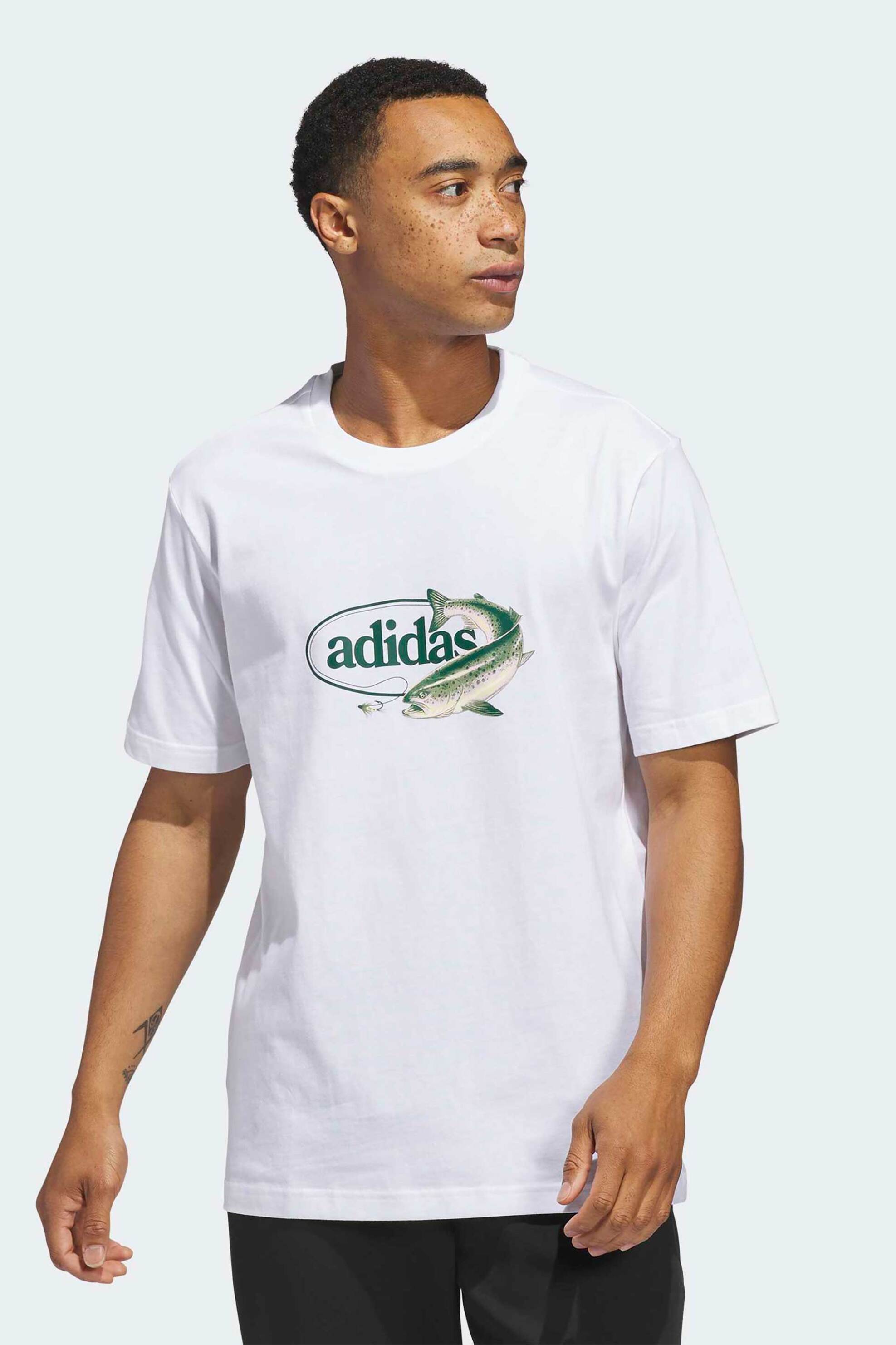 Adidas ανδρικό T-shirt Regular Fit "Sportsman Fishing Graphic" - KC9252 Λευκό