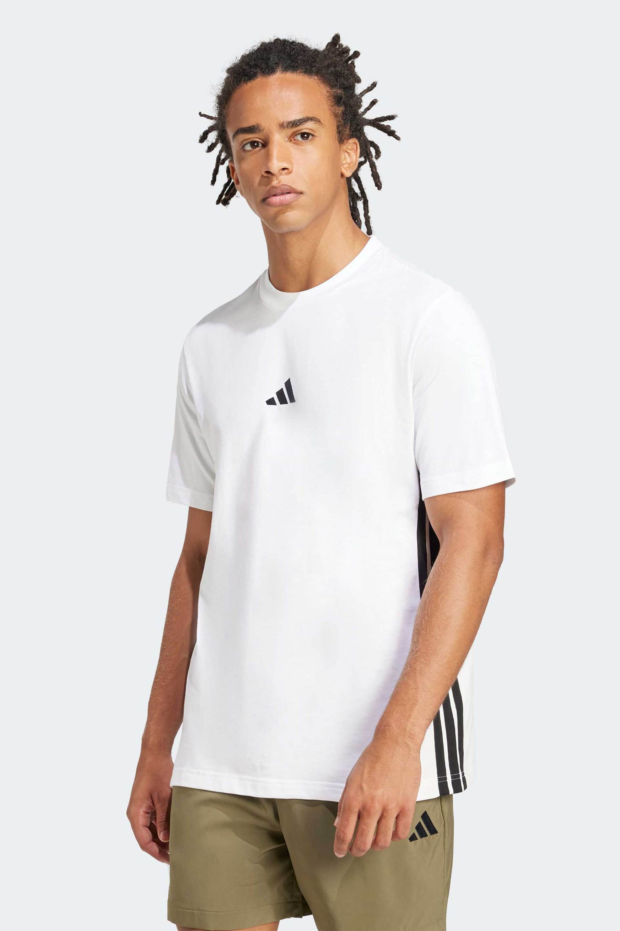 Adidas ανδρικό T-shirt Regular Fit "Essentials 3-Stripes" - JE6388 Λευκό