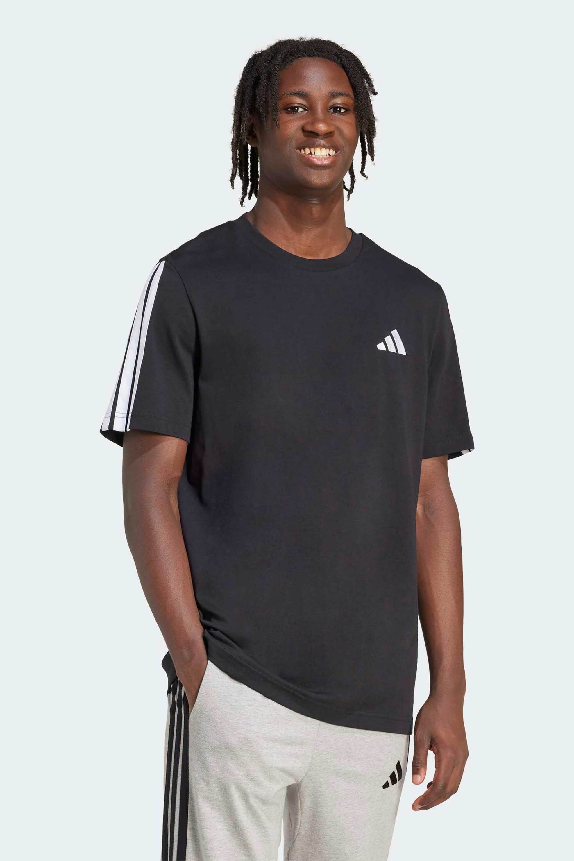 Adidas ανδρικό T-shirt Regular Fit "Essentials 3-Stripes" - JV6783 Μαύρο