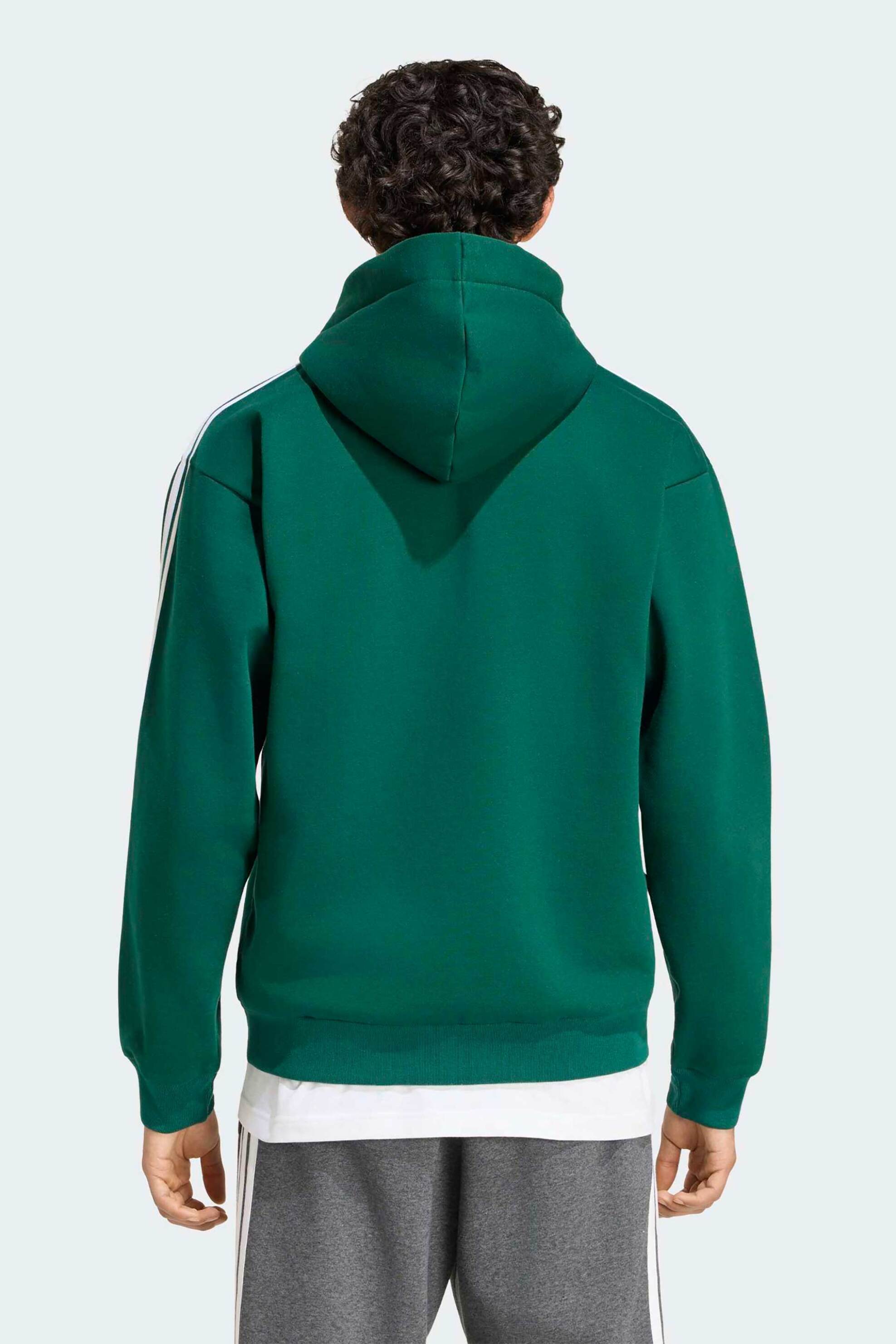 Adidas Ανδρική Ζακέτα Φούτερ με Κουκούλα Και Λογότυπο Regular Fit Essentials 3-Stripes - Kz1412 Πράσινο