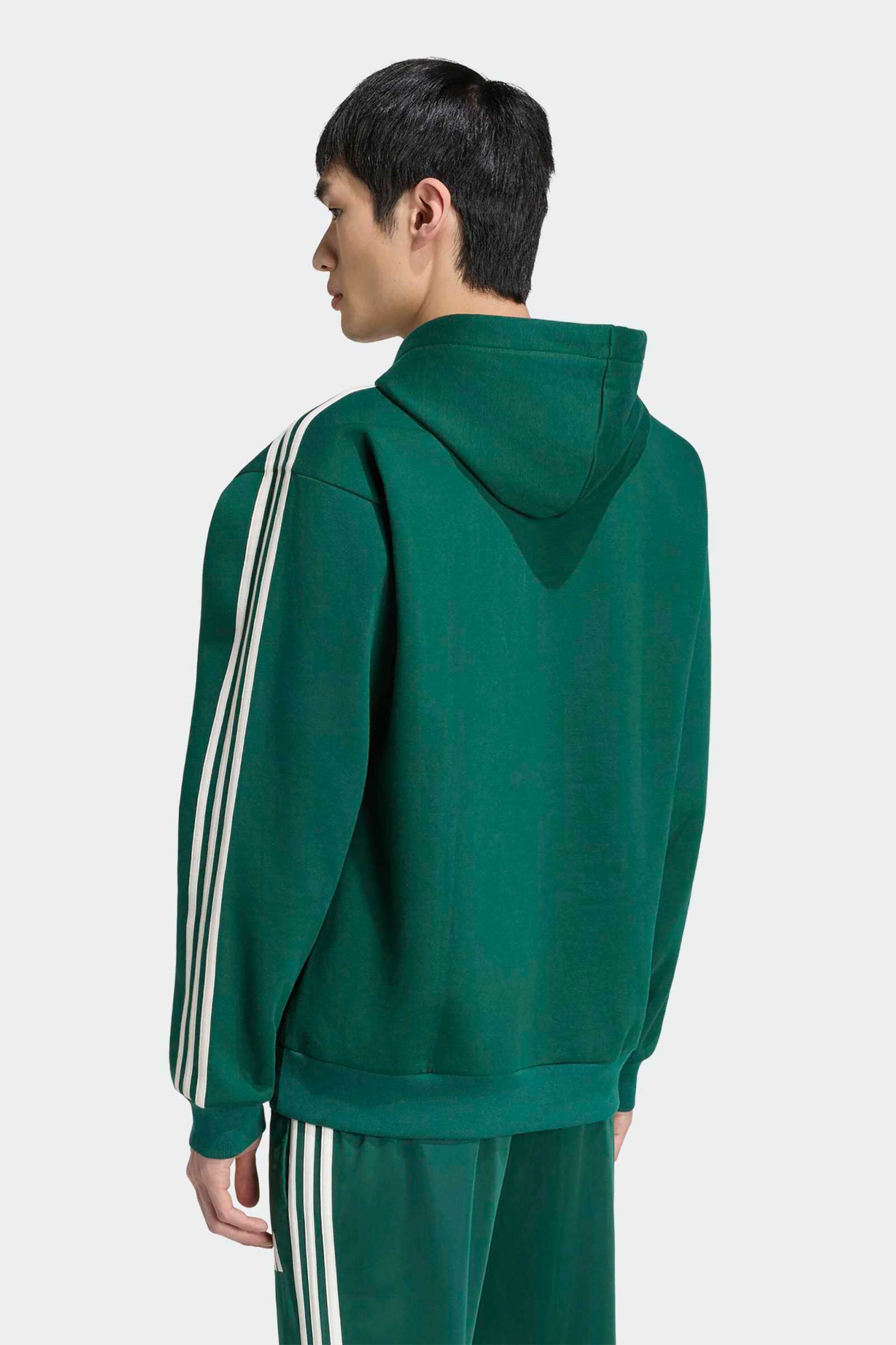 Adidas Ανδρική Μπλούζα Φούτερ με Κουκούλα Και Λογότυπο Regular Fit Essentials 3-Stripes - Kz1413 Πράσινο
