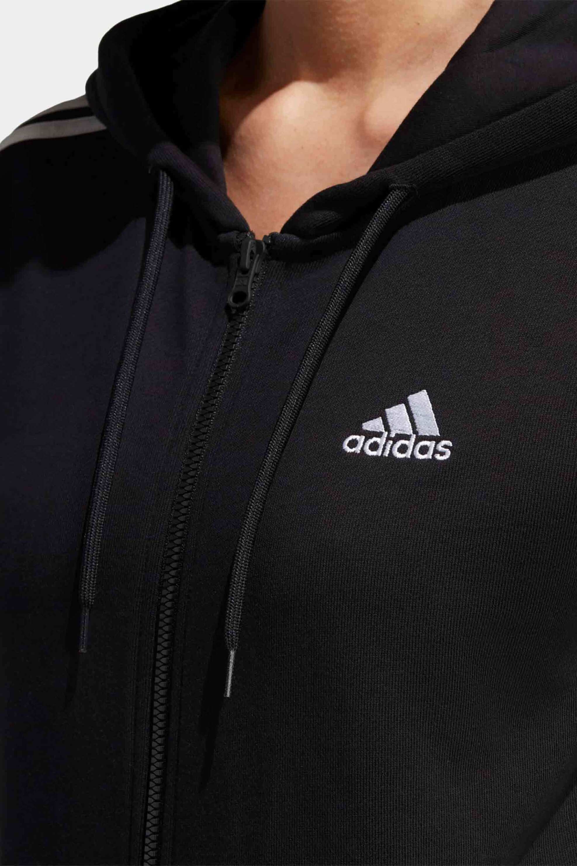 Adidas γυναικεία ζακέτα φούτερ με κουκούλα Regular Fit "Essentials 3-Stripes French Terry" - IC8769 Μαύρο φωτογραφία