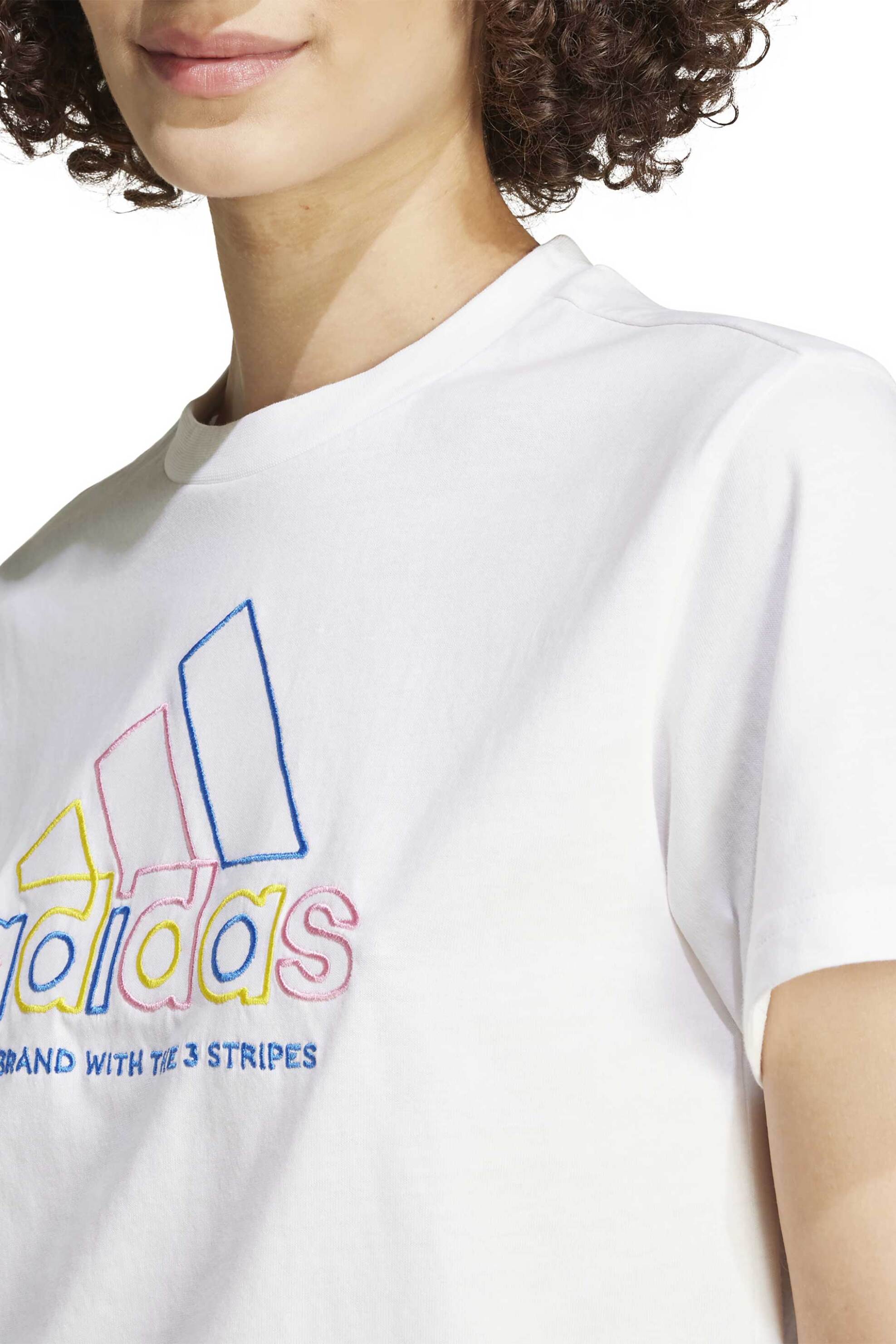 Adidas γυναικείο T-shirt με ανάγλυφο logo print Regular Fit - IW5160 Λευκό φωτογραφία