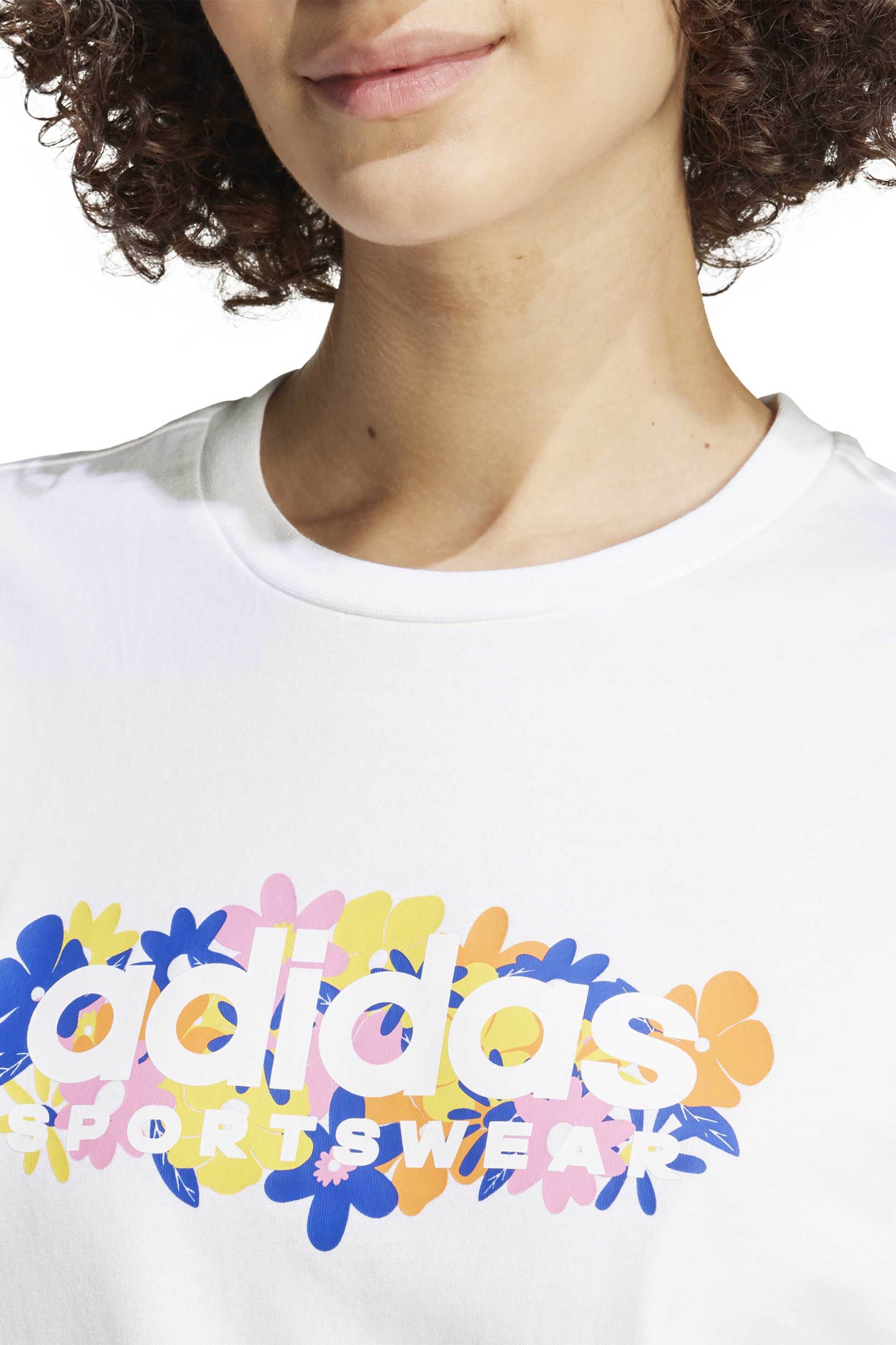 Adidas γυναικείο T-shirt με graphic logo print Regular Fit - IW5157 Λευκό φωτογραφία