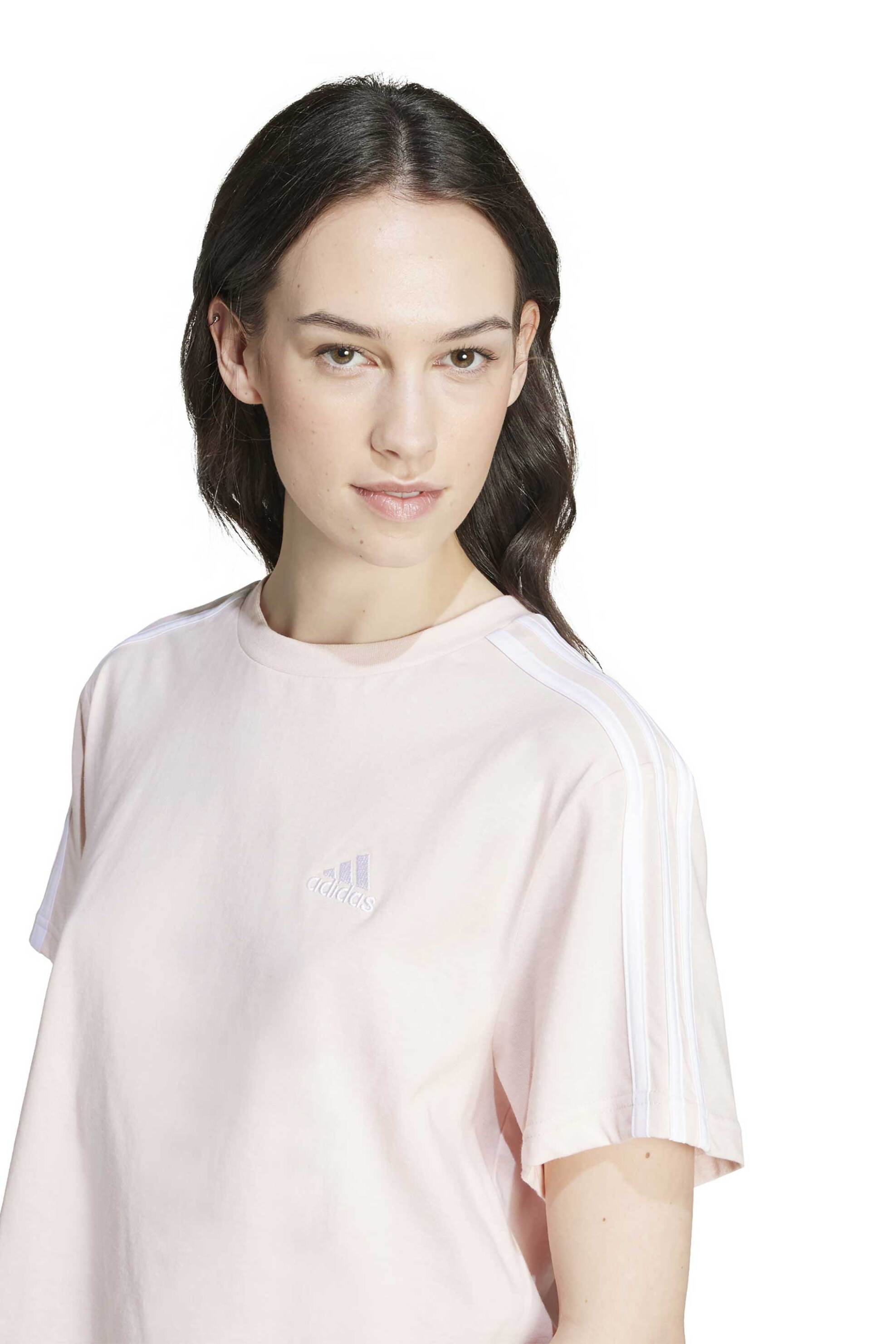 Adidas γυναικείο T-shirt μονόχρωμο με λογότυπο Loose Fit - IY4227 Ροζ Ανοιχτό φωτογραφία