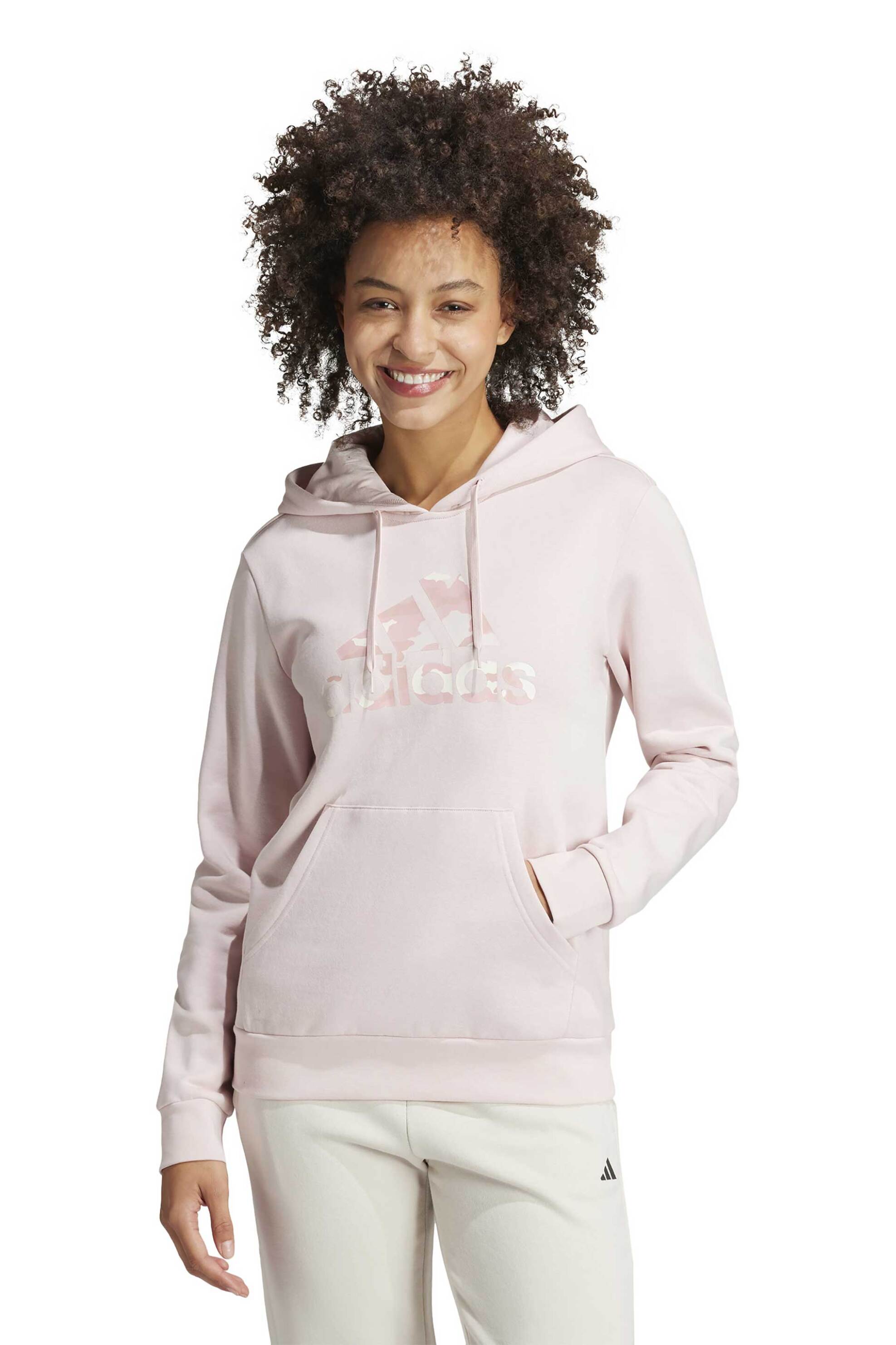 Adidas γυναικεία μπλούζα φούτερ με κουκούλα και logo print | S