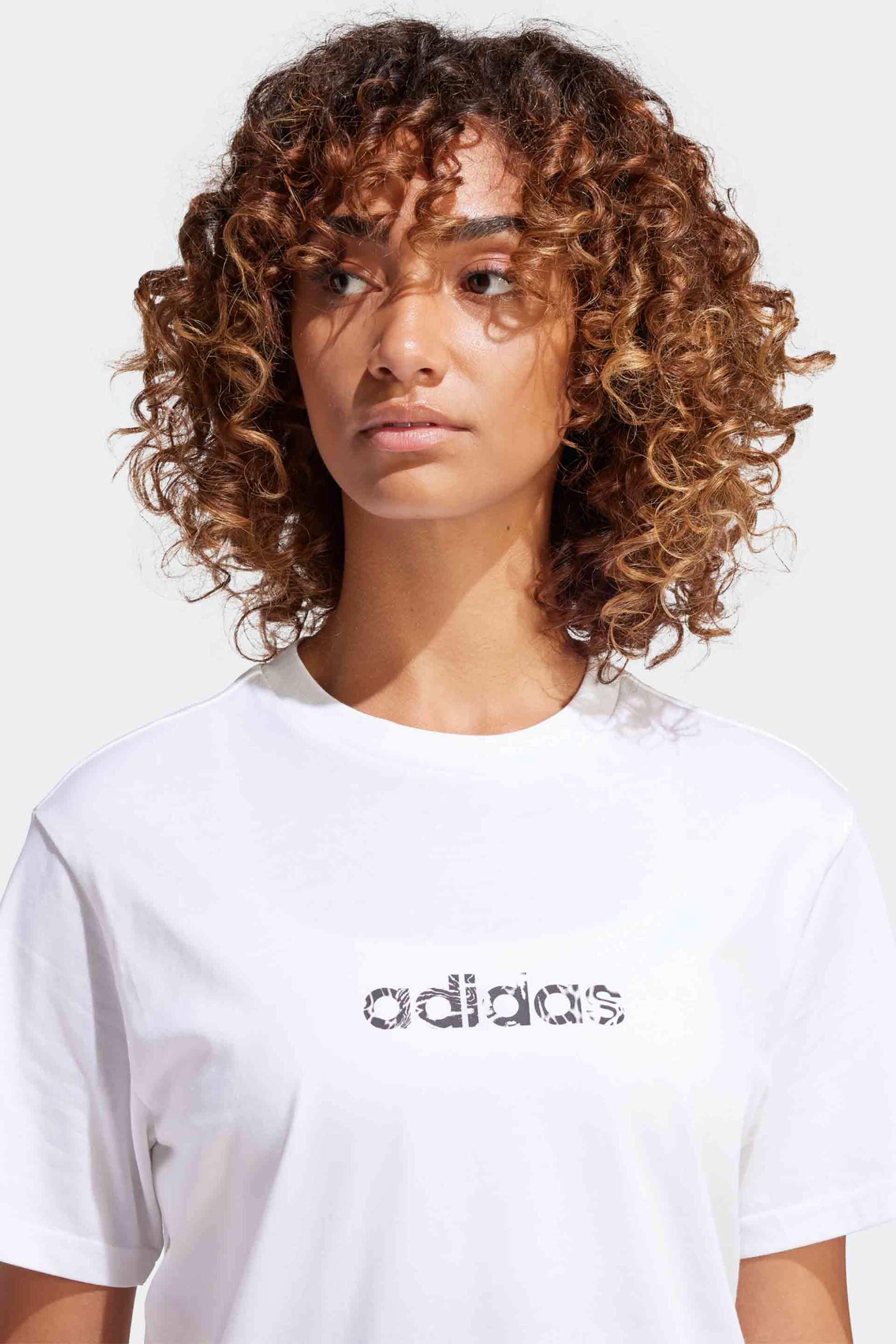 Adidas γυναικείο T-shirt Regular Fit "Camo Linear Graphic" - JN1400 Λευκό φωτογραφία