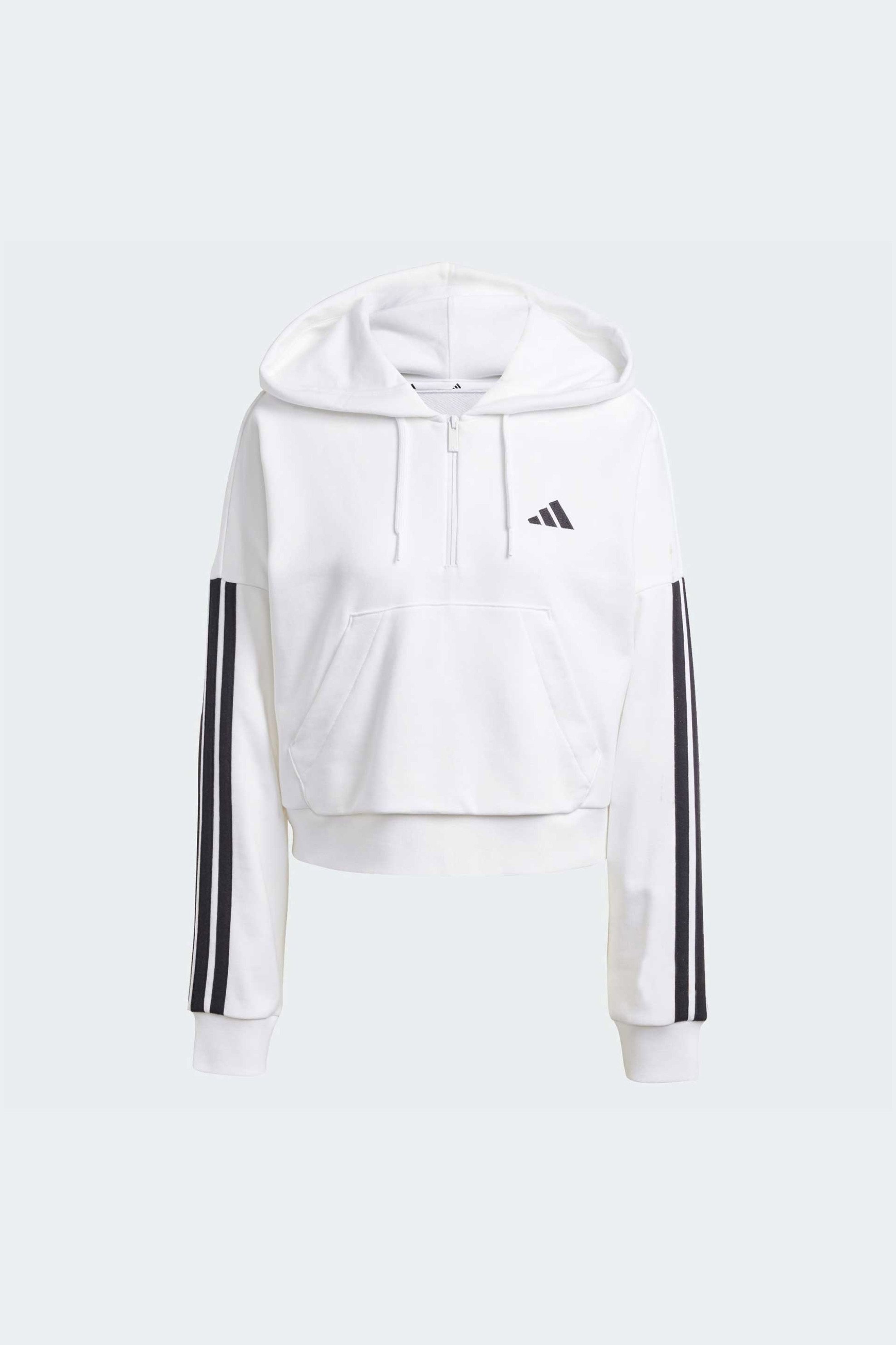 Adidas Γυναικεία Μπλούζα Φούτερ Relaxed Fit Essentials 3-Stripes French Terry - Jn1948 Λευκό