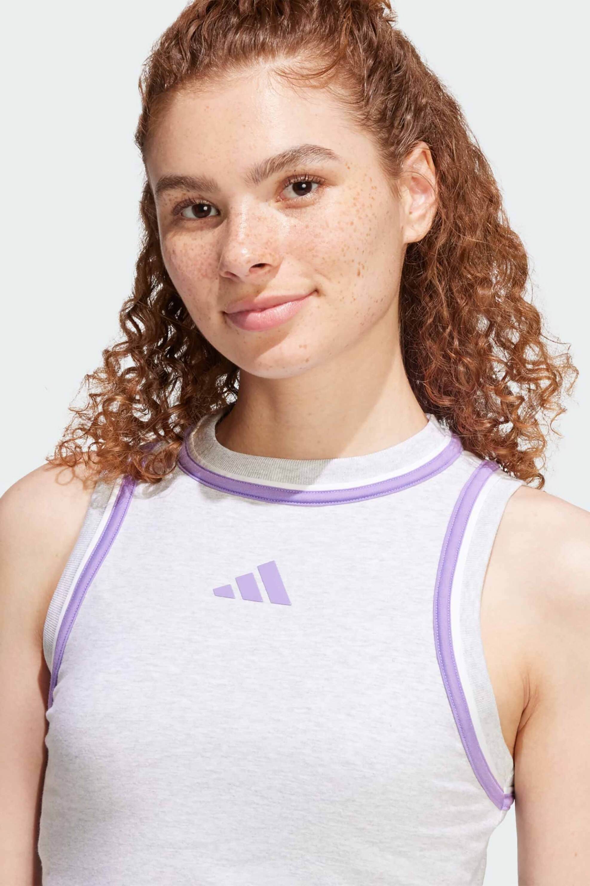ADIDAS Adidas γυναικεία μπλούζα αμάνικη Slim Fit "Essentials Color Pop Crop" - JN6988 Γκρι - 2
