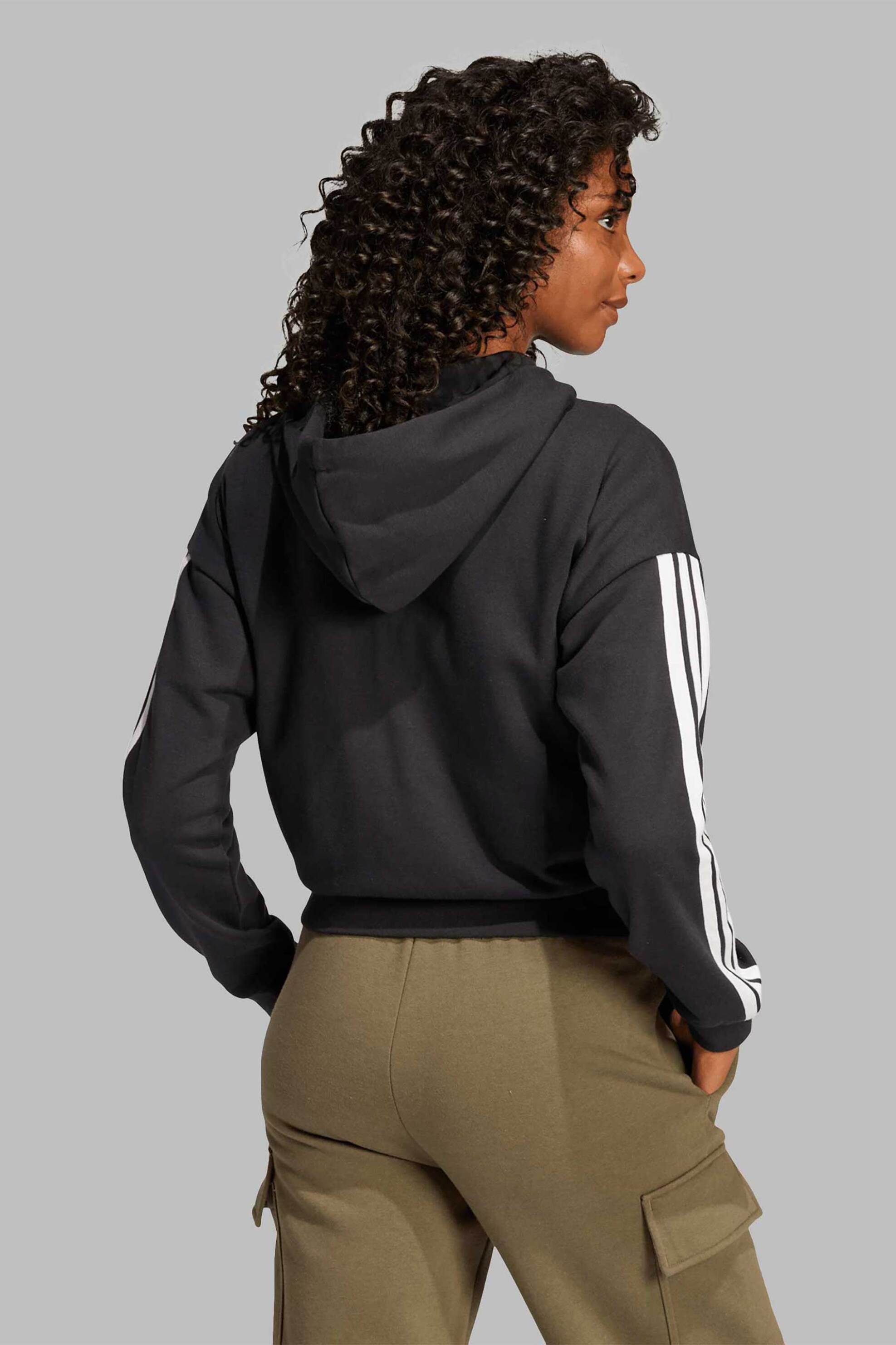 ADIDAS Adidas γυναικεία ζακέτα φούτερ με κουκούλα Regular Fit "Essentials 3-Stripes" - JE0052 Μαύρο - 2