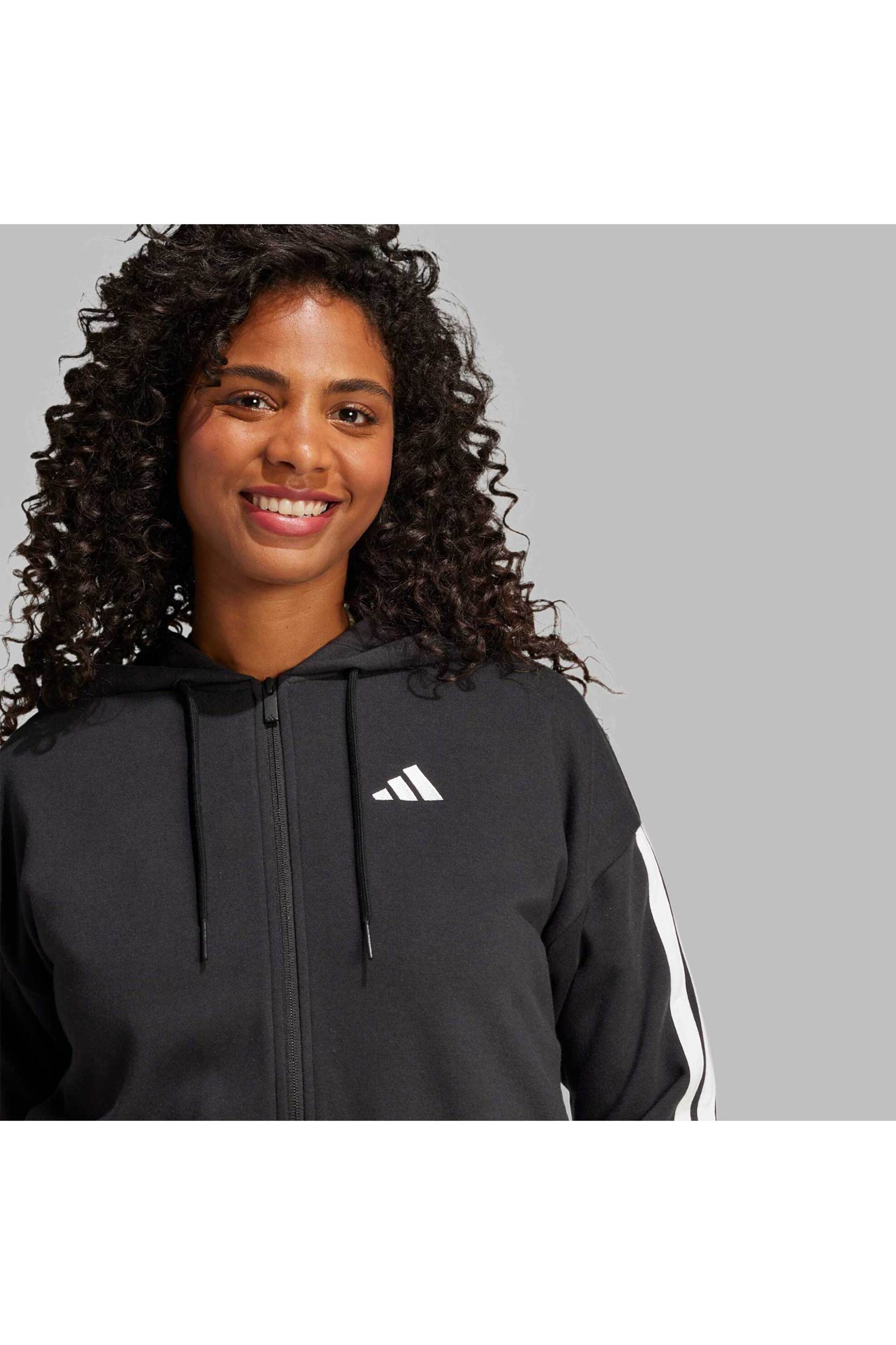 ADIDAS Adidas γυναικεία ζακέτα φούτερ με κουκούλα Regular Fit "Essentials 3-Stripes" - JE0052 Μαύρο - 3