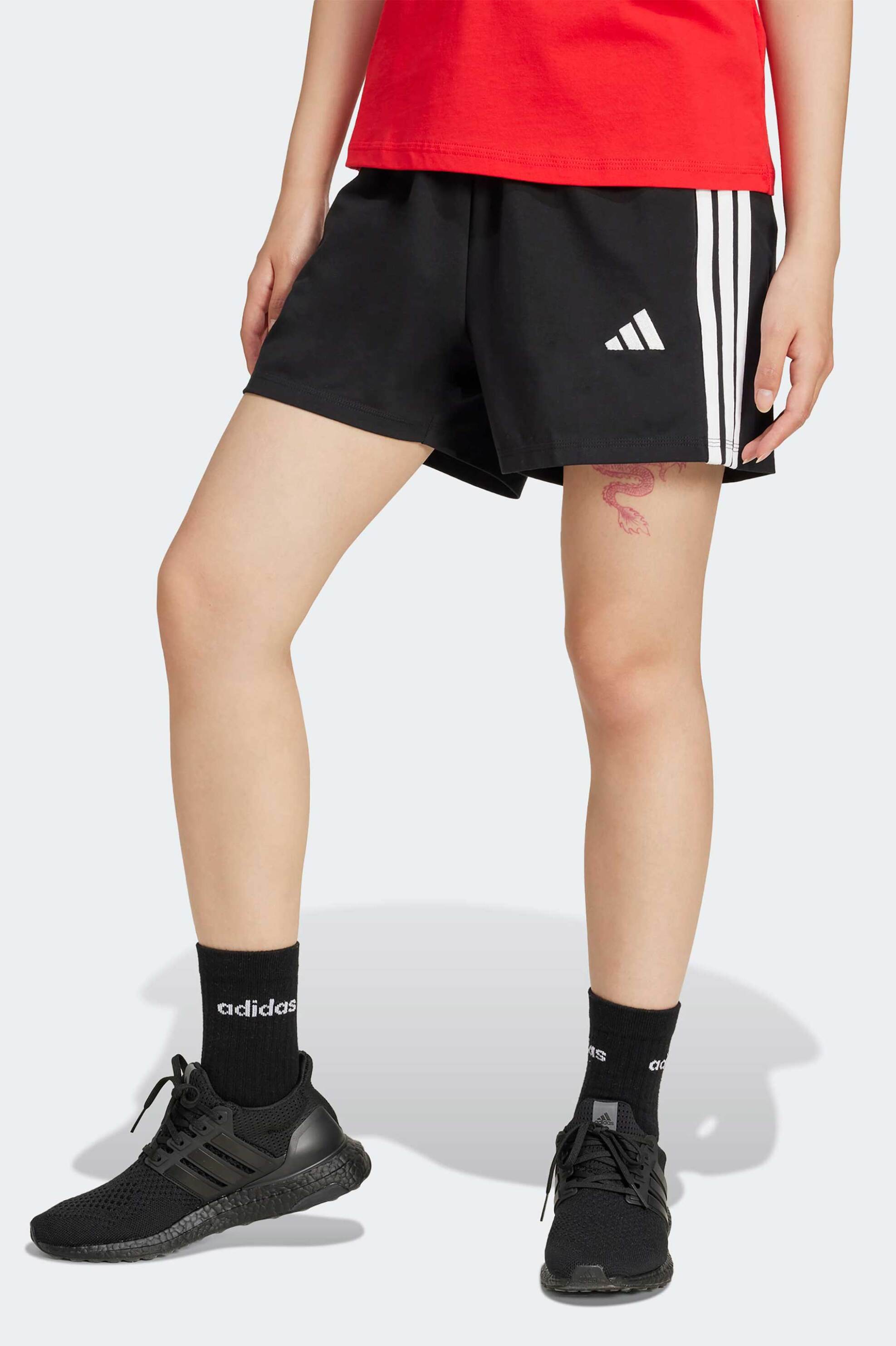 Adidas γυναικείο αθλητικό ψηλόμεσο σορτς Regular Fit "Essentials 3-Stripes" - JD0908 Μαύρο