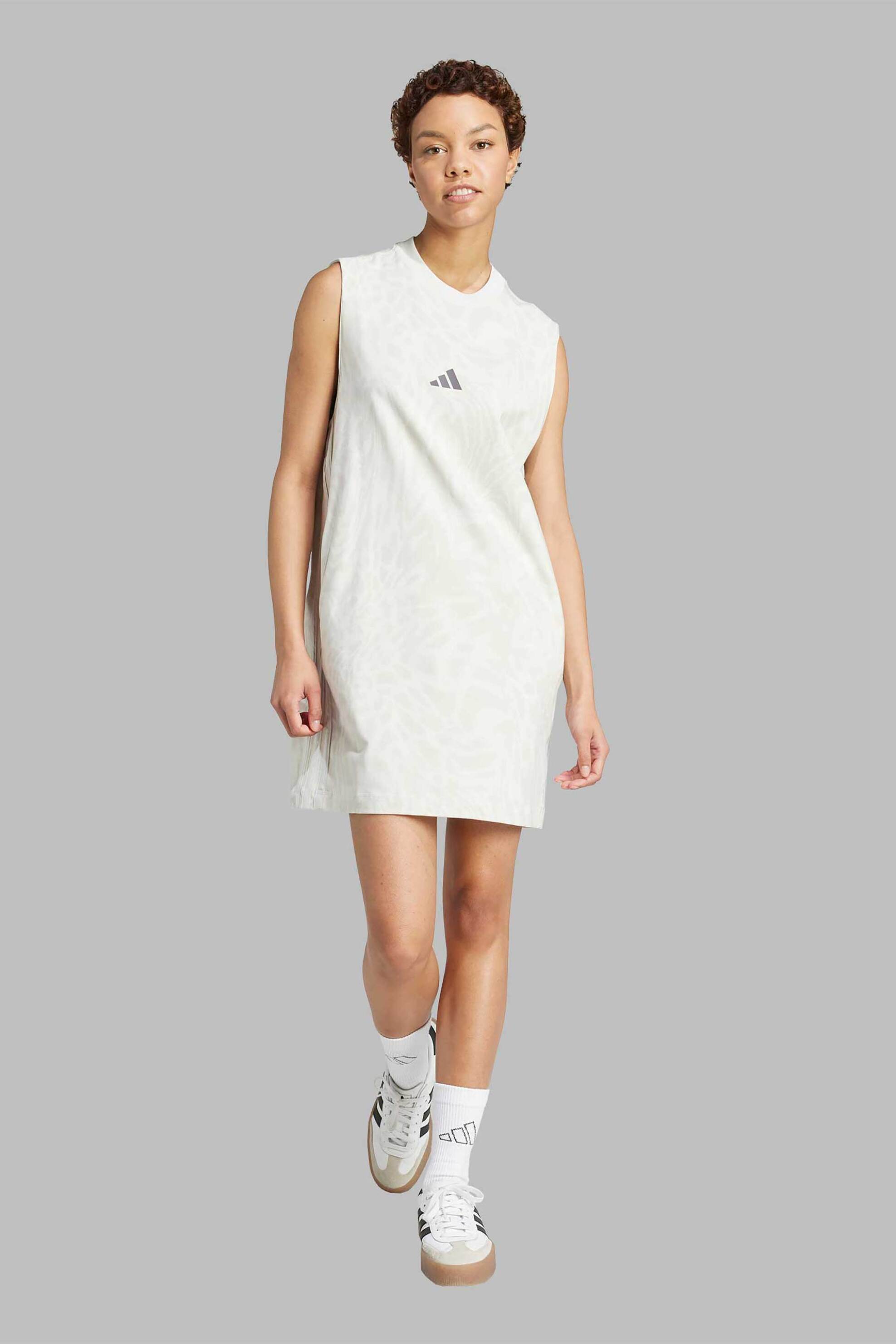ADIDAS Adidas γυναικείο mini φόρεμα αμάνικο με all-over print "Essentials 3-Stripes" - JG6225 Εκρού