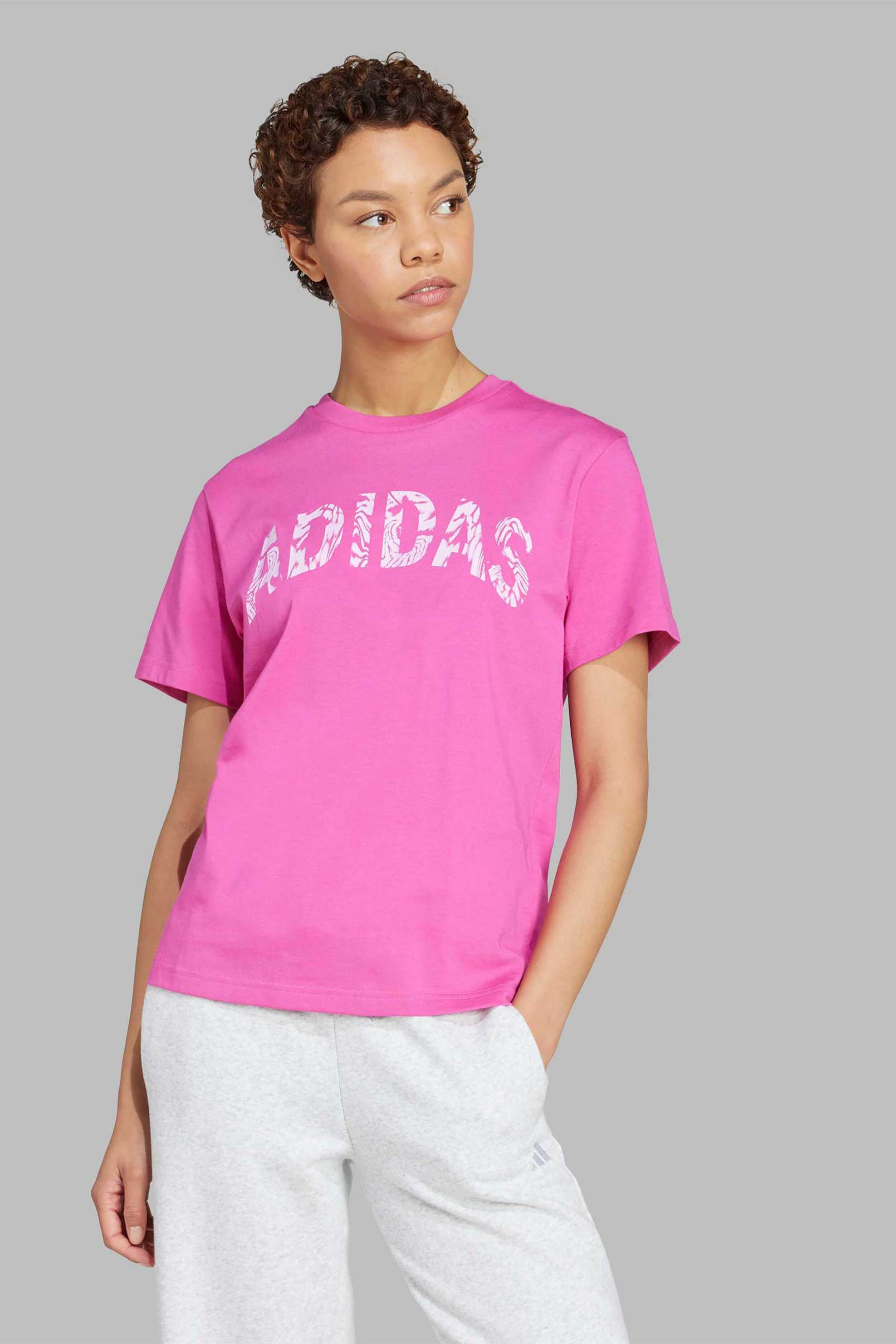 ADIDAS Adidas γυναικείο T-shirt Regular Fit "Camo Graphic" - JN9104 Ροζ