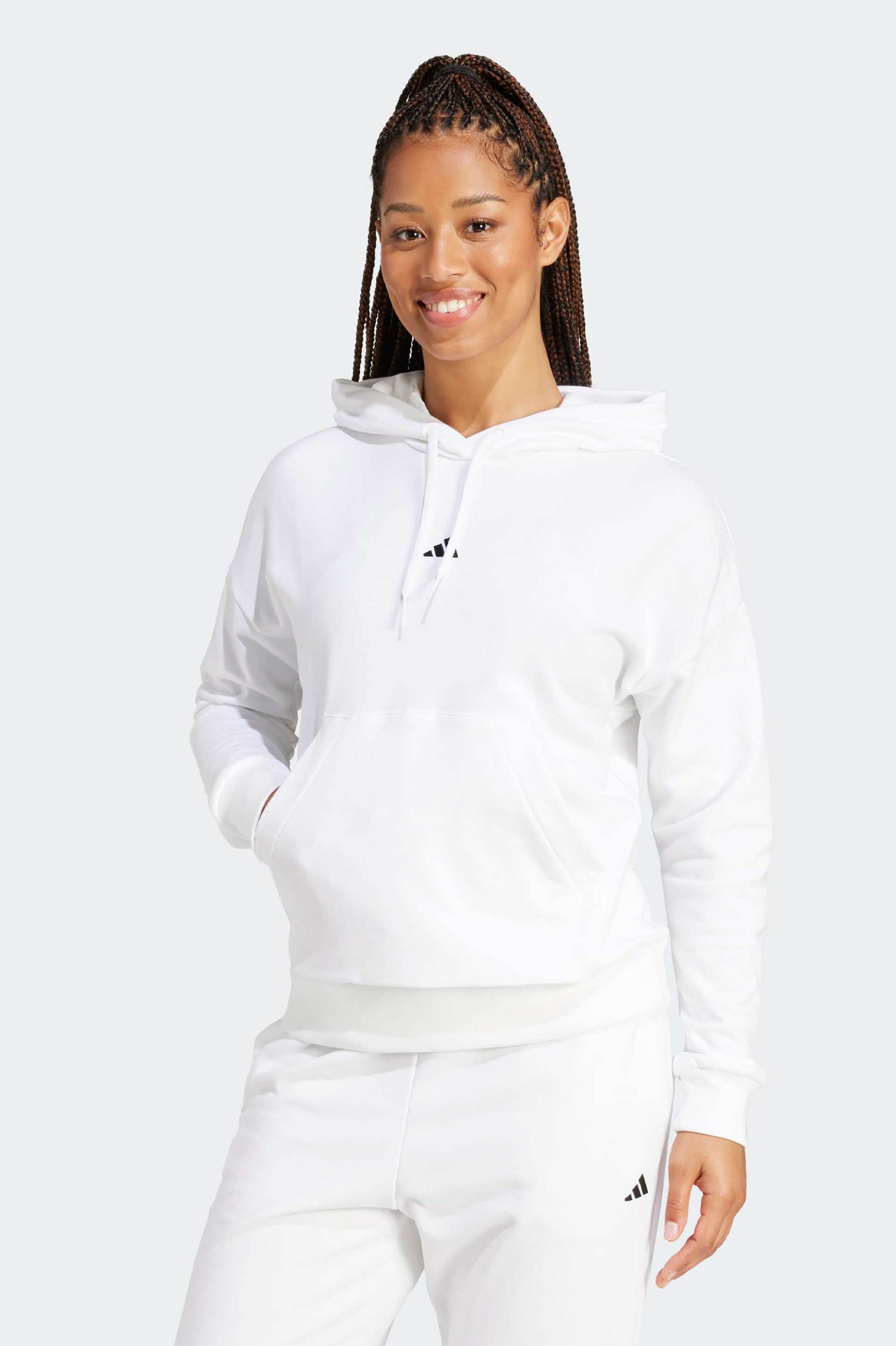 Adidas γυναικεία μπλούζα φούτερ με κουκούλα Regular Fit 