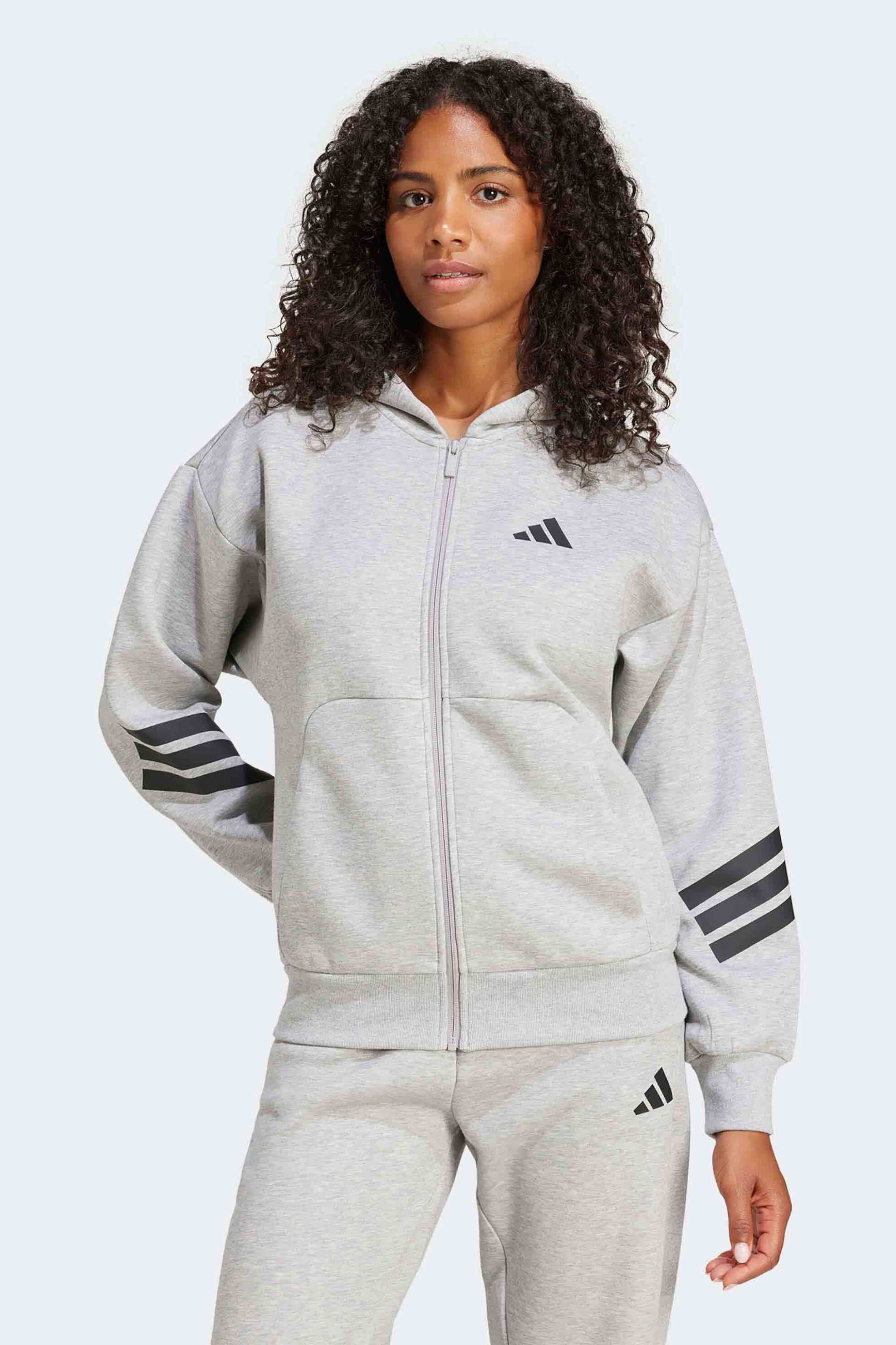 Adidas γυναικεία ζακέτα φούτερ με κουκούλα Regular Fit "Future Icons 3-Stripes" - JE0172 Γκρι