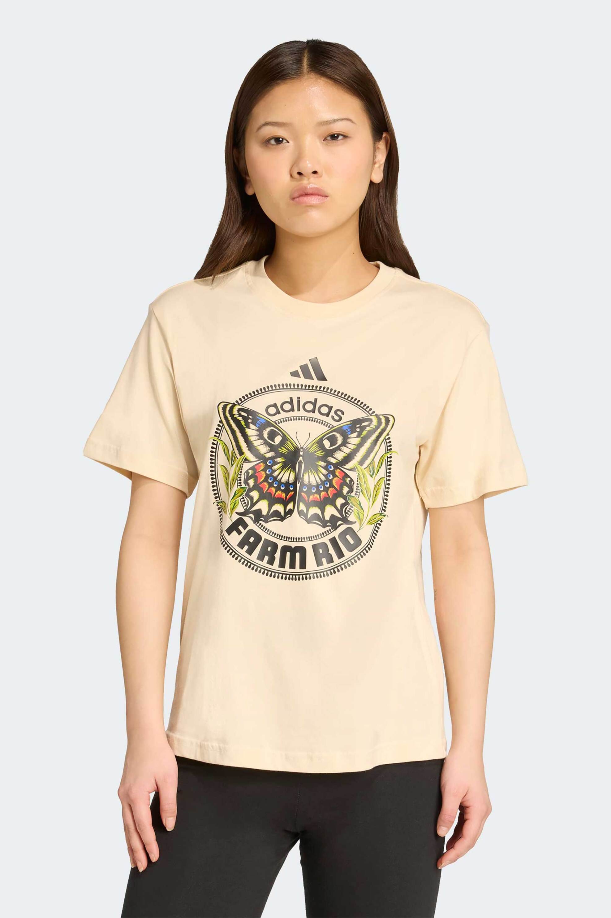 ADIDAS Adidas γυναικείο T-shirt με print Loose Fit "X Farm" - JL8614 Κρέμ