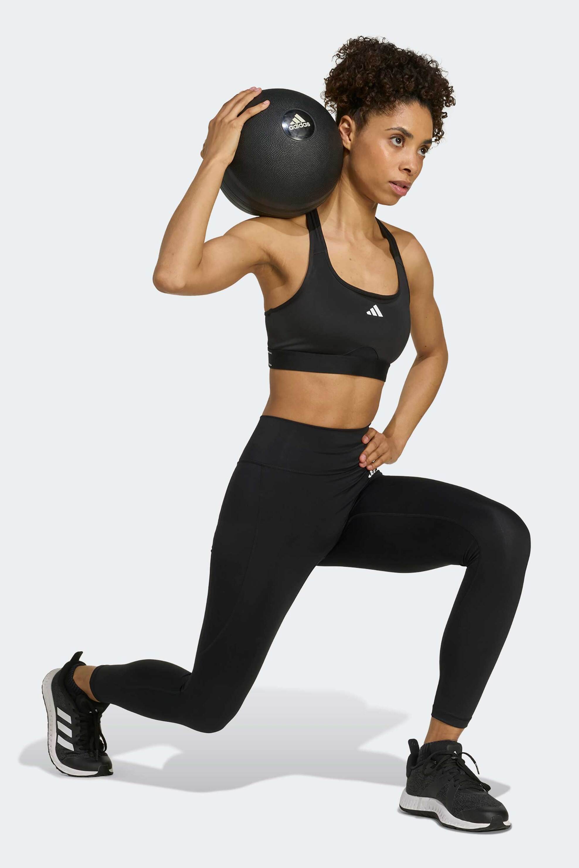 Adidas γυναικείο αθλητικό κολάν με λογότυπο "Optime Essentials 7/8" - JY4815 Μαύρο