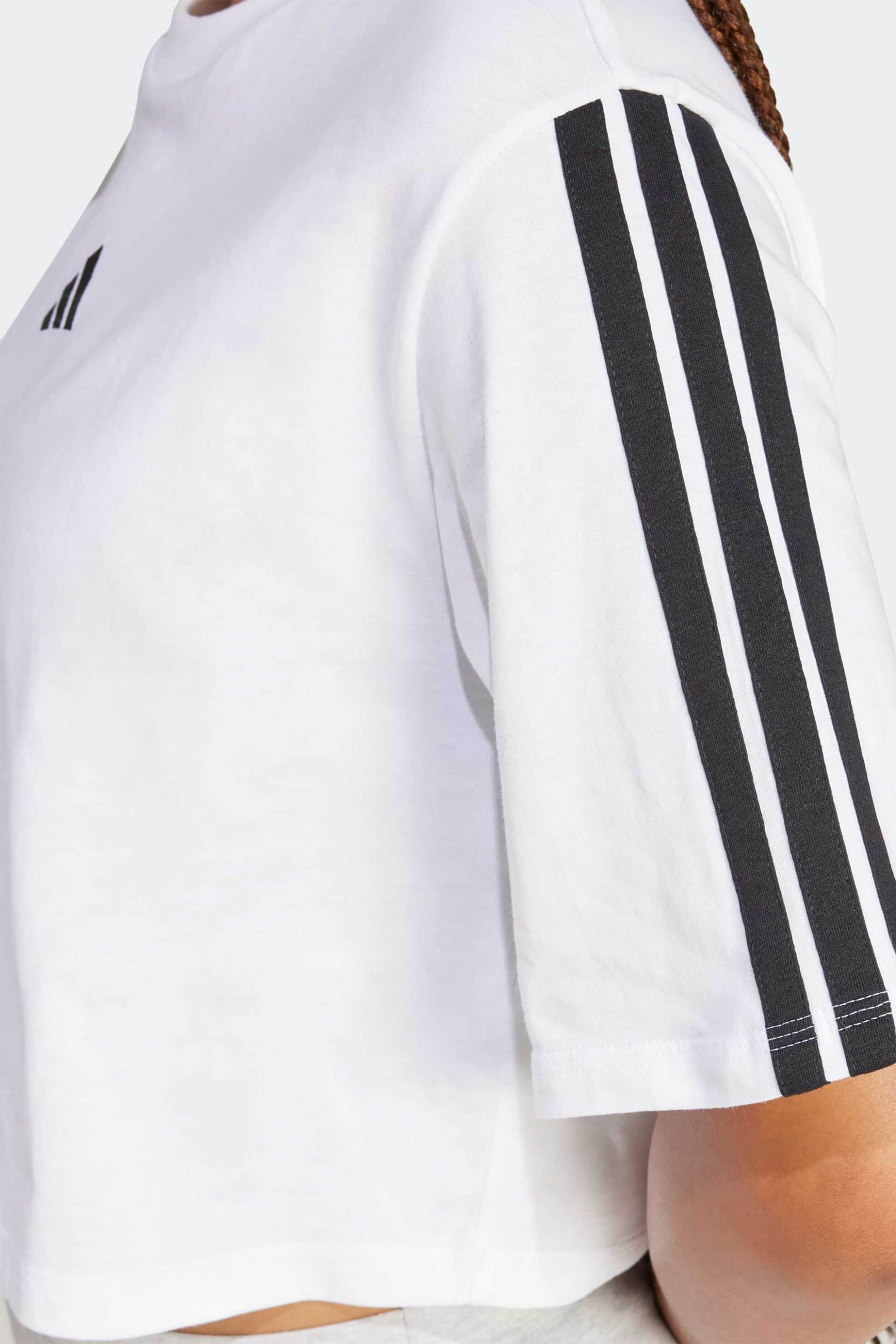 ADIDAS Adidas γυναικείο T-shirt cropped Loose Fit "Essential 3-Stripes Cotton" - JD4999 Λευκό - 2