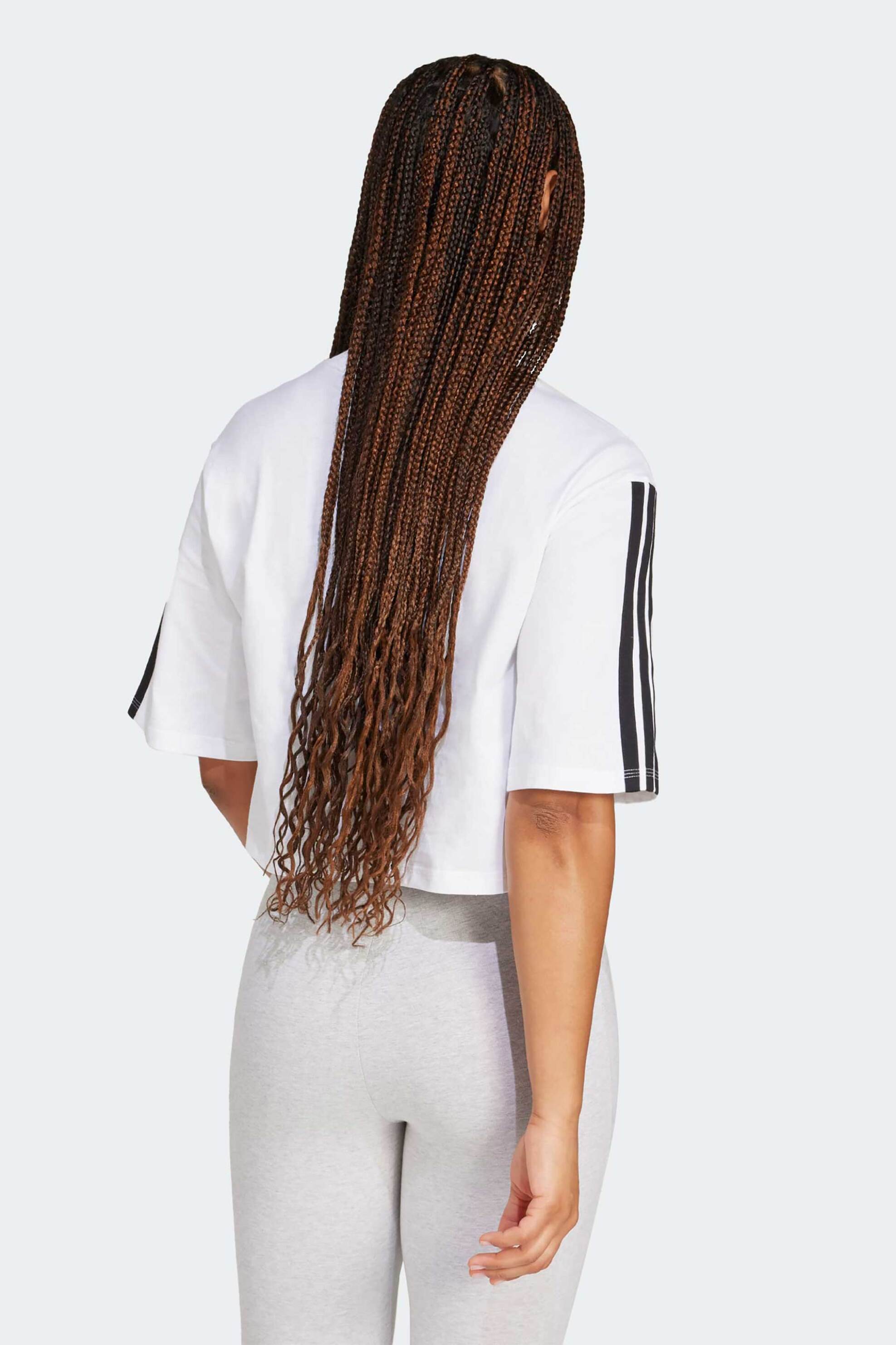 ADIDAS Adidas γυναικείο T-shirt cropped Loose Fit "Essential 3-Stripes Cotton" - JD4999 Λευκό - 3