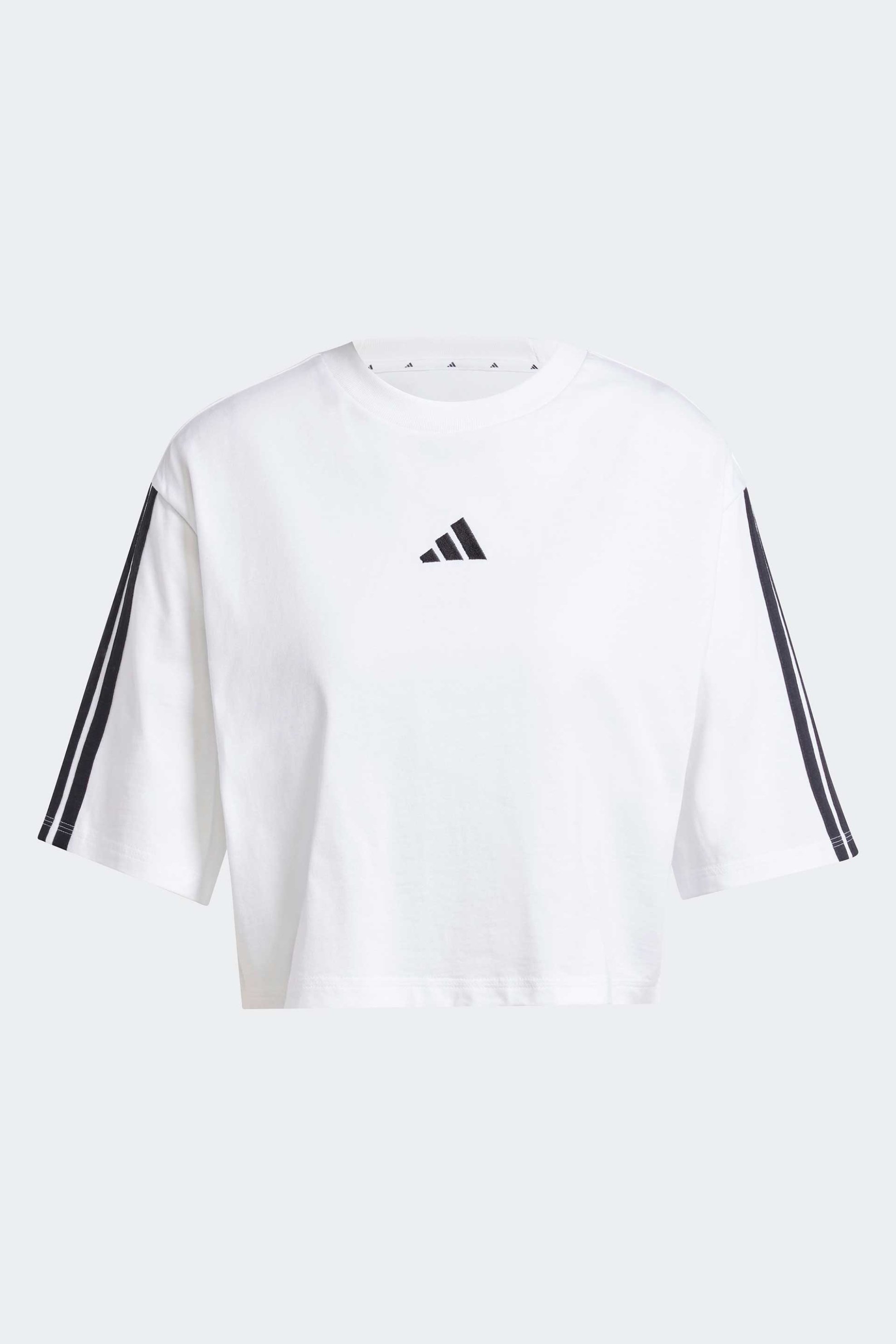 Adidas Γυναικείο T-Shirt Cropped Loose Fit Essential 3-Stripes Cotton - Jd4999 Λευκό