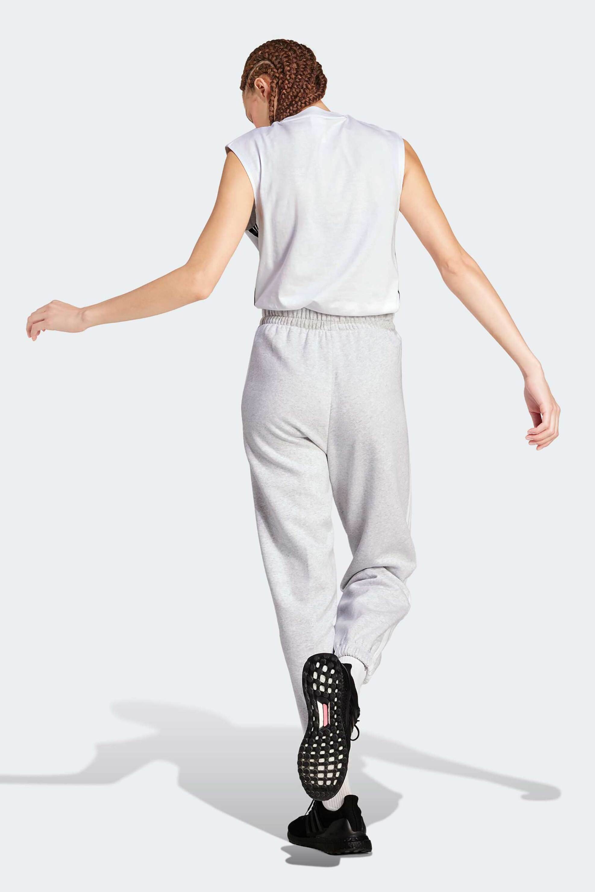 ADIDAS Adidas γυναικείο παντελόνι φόρμας Loose Fit "Essentials 3-Stripes Fleece" - IN6178 Γκρι - 3