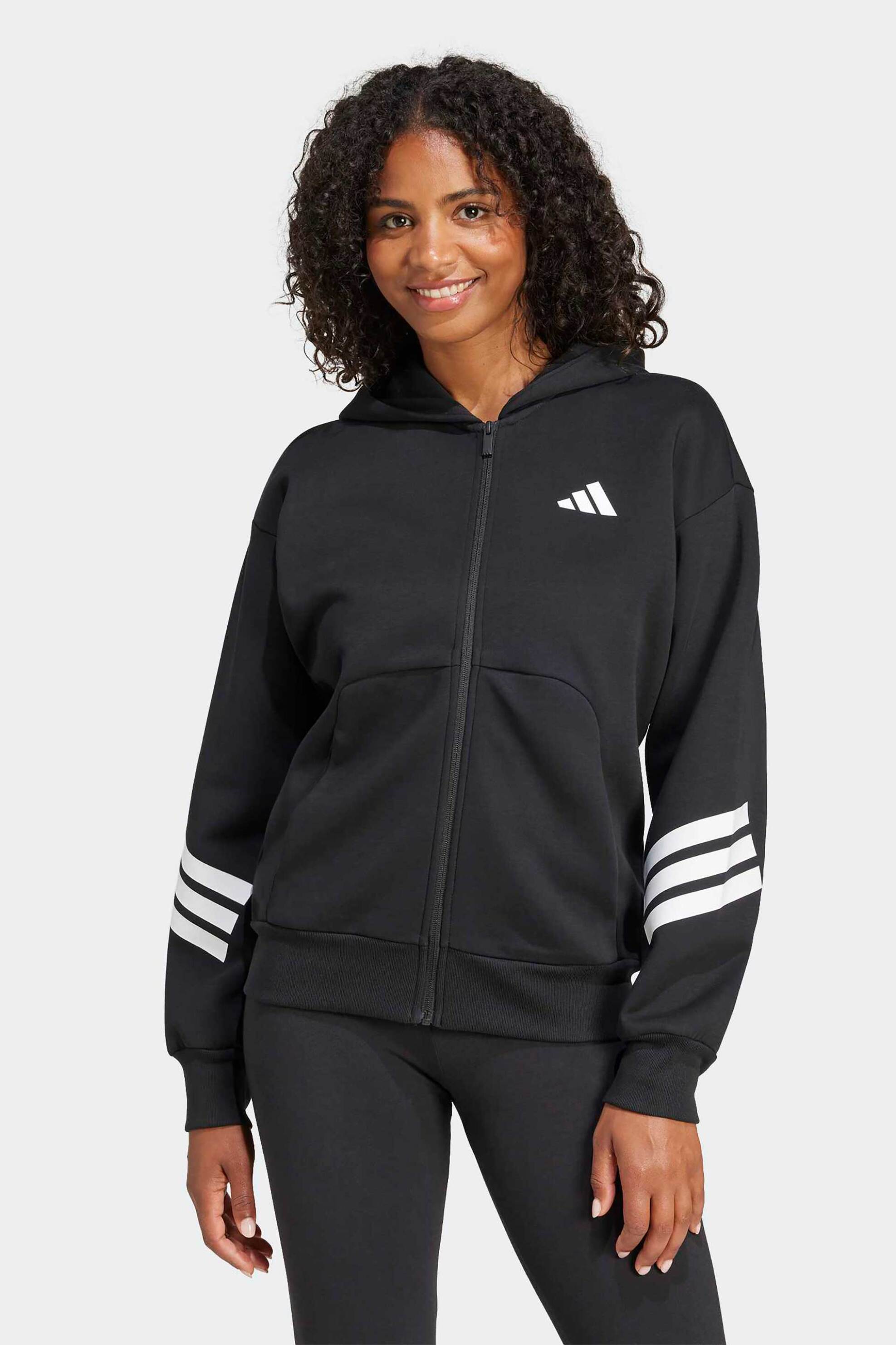 Adidas γυναικεία ζακέτα φούτερ με κουκούλα Regular Fit "Future Icons 3-Stripes" - JE0171 Μαύρο