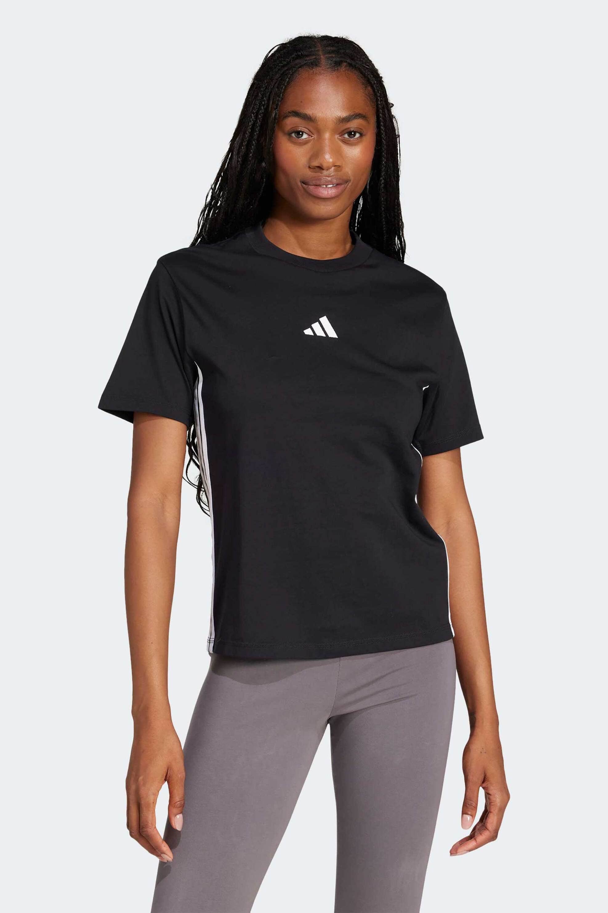 Adidas γυναικείο T-shirt με λογότυπο Regular Fit "3-Stripes Essentials" - JD0846 Μαύρο