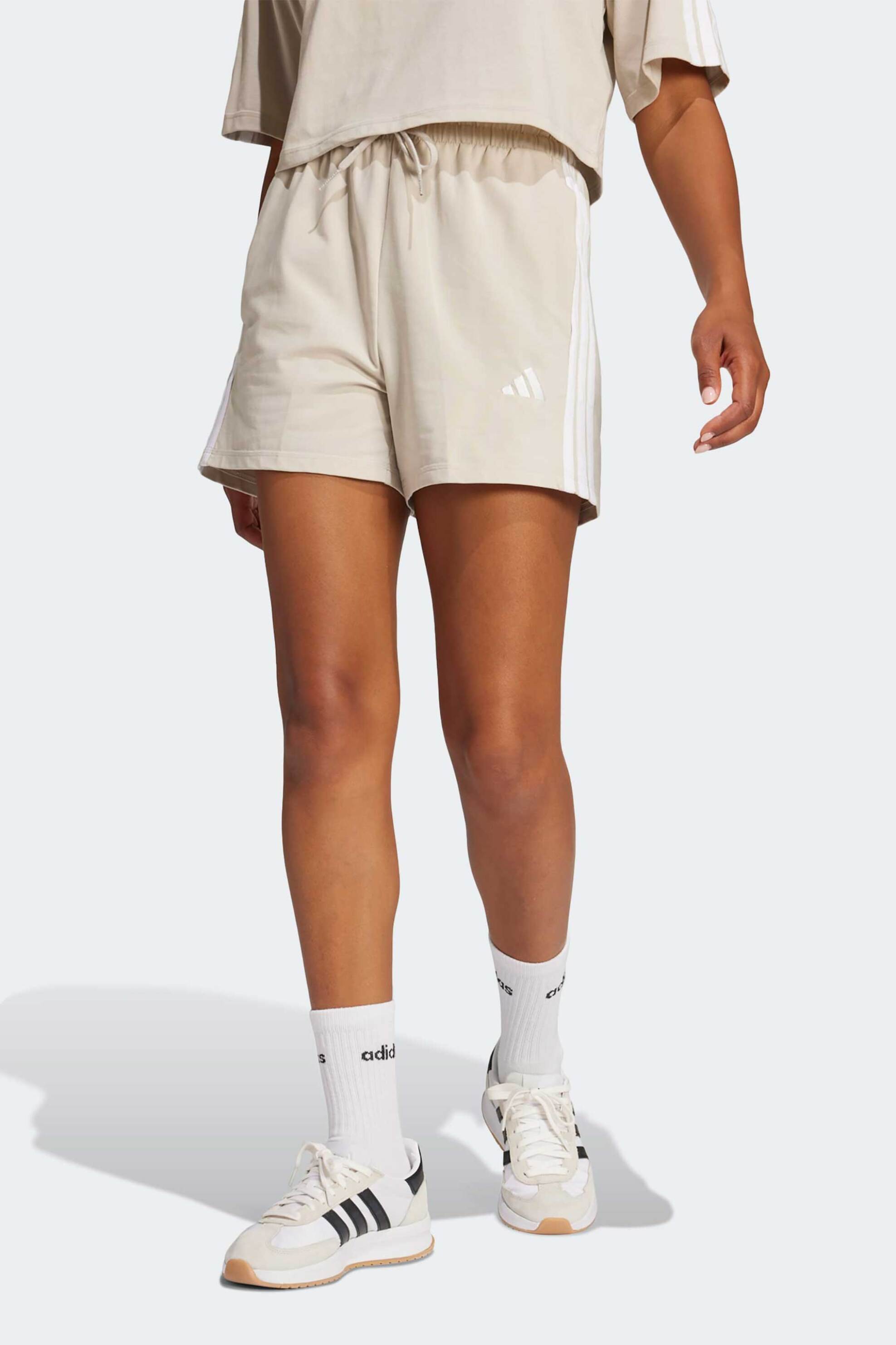 Adidas γυναικείο αθλητικό ψηλόμεσο σορτς Regular Fit "Essentials 3-Stripes" - JE1195 Μπεζ