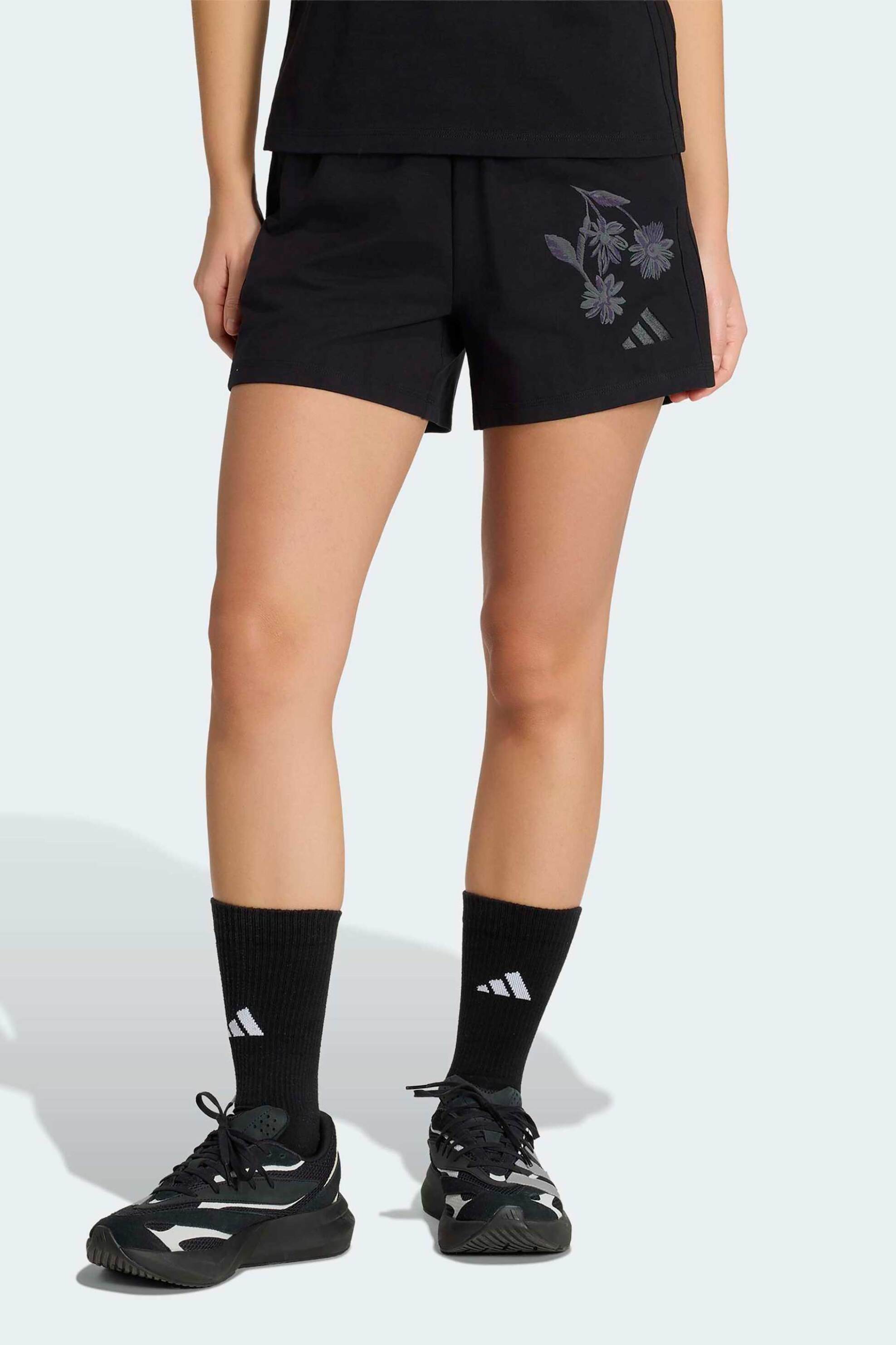 Adidas γυναικείο αθλητικό ψηλόμεσο σορτς με κέντημα Regular Fit "Essentials 3-Stripes" - KF0055 Μαύρο φωτογραφία