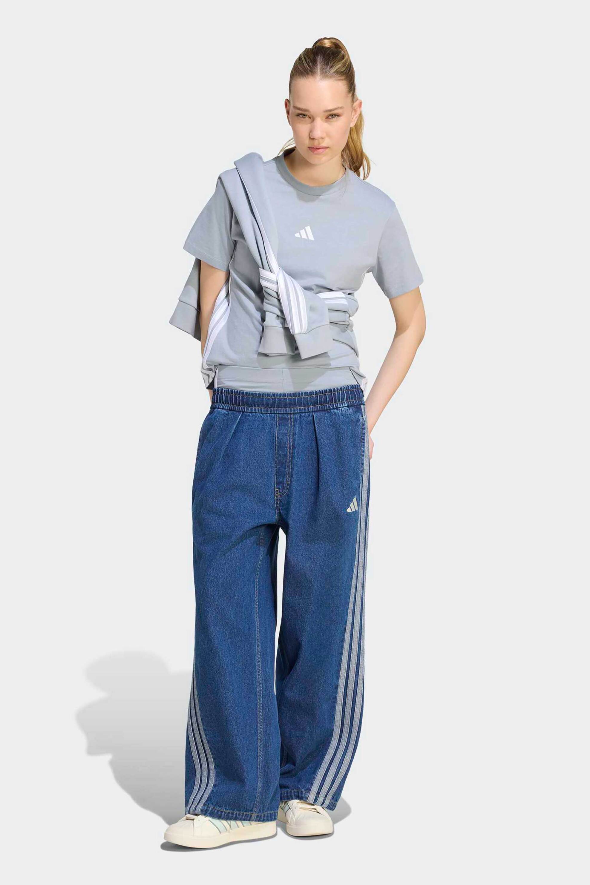 Adidas γυναικείο τζιν παντελόνι με ελαστική μέση και λογότυπο Loose Fit 