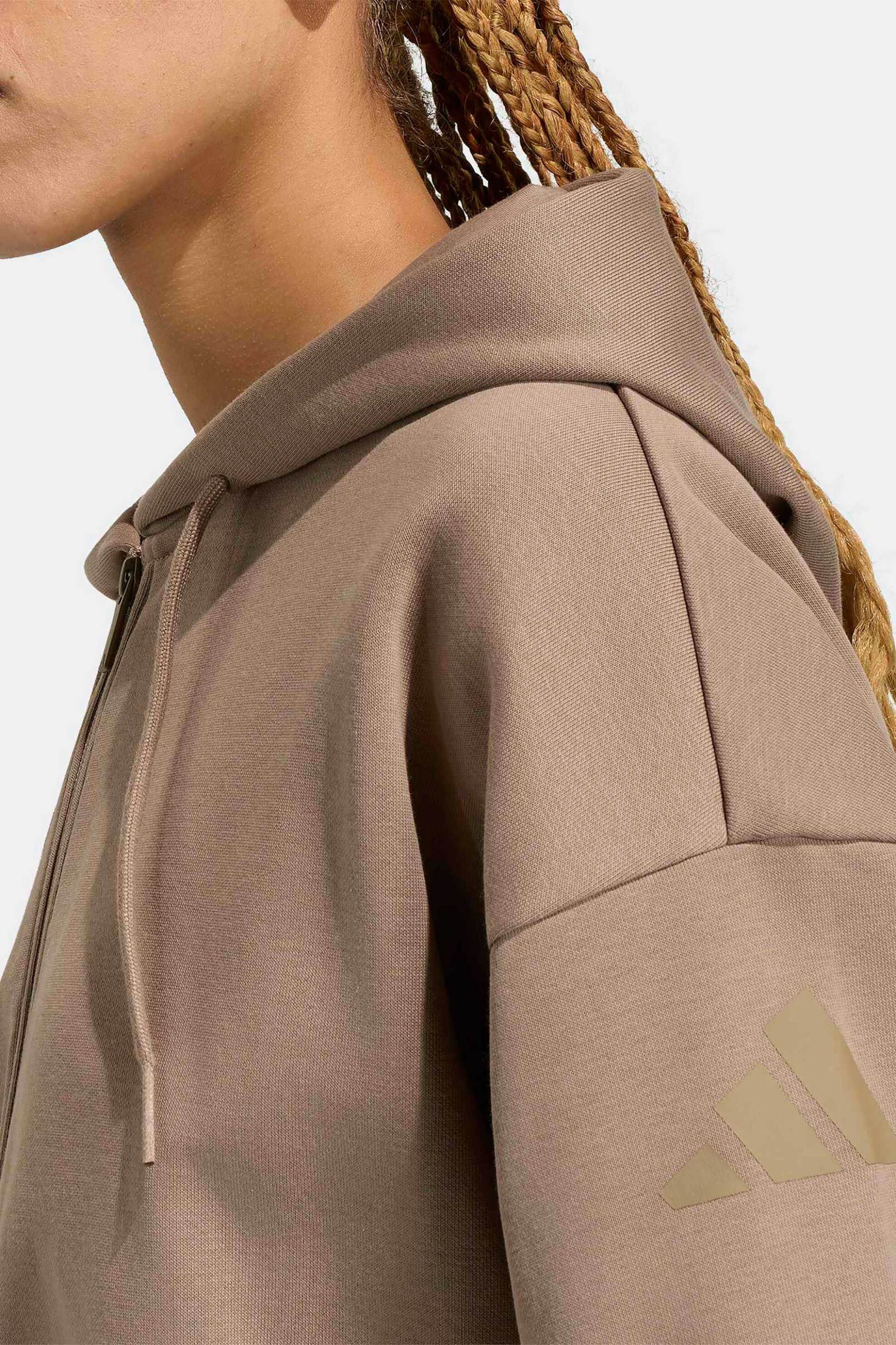 Adidas γυναικεία ζακέτα φούτερ cropped με κουκούλα Regular Fit 