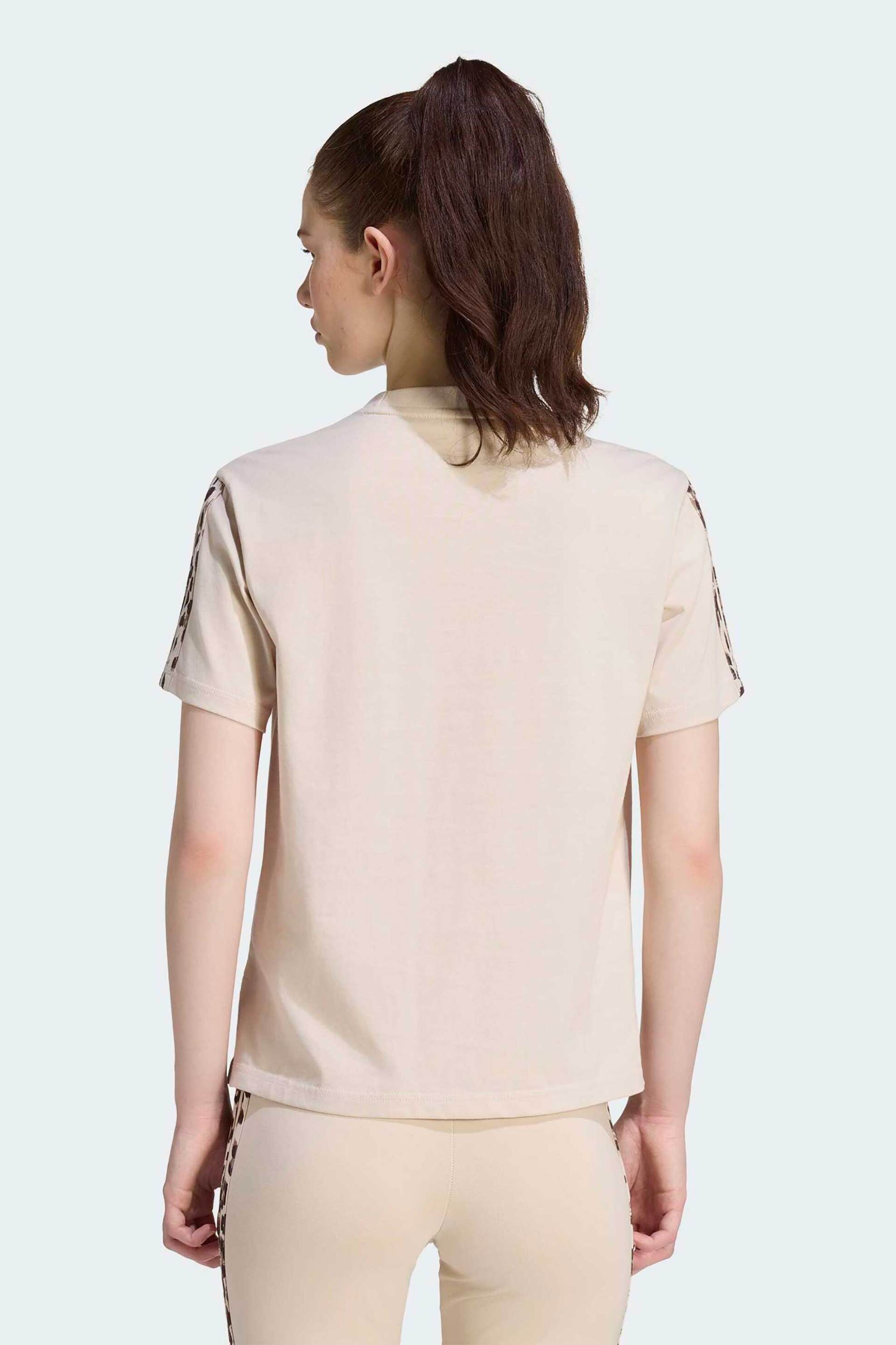 Adidas Γυναικείο T-Shirt Regular Fit Animal Seasonal Essentials 3-Stripes - Kt0407 Μπεζ