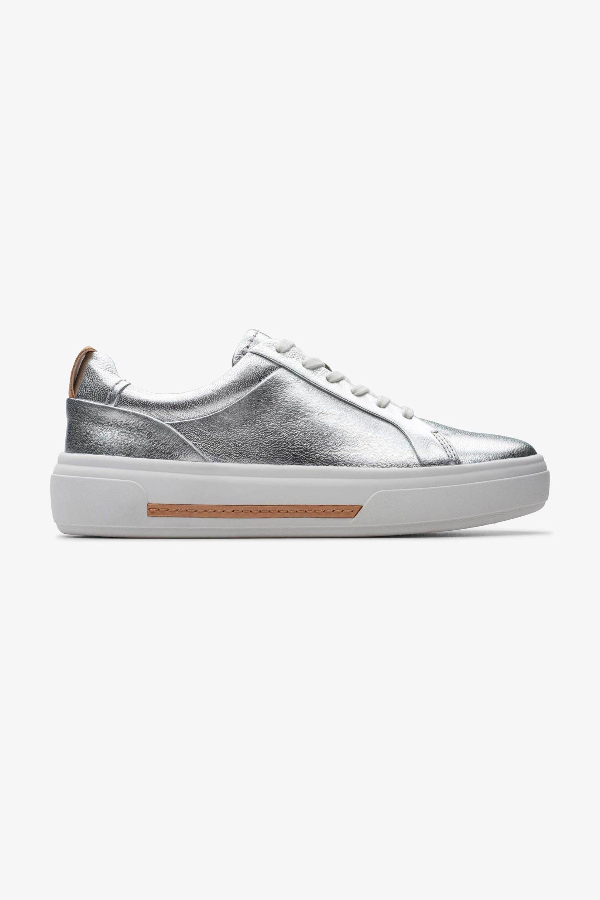 Clarks γυναικεία δερμάτινα sneakers "Hollyhock Walk" - 26176310 Ασημί