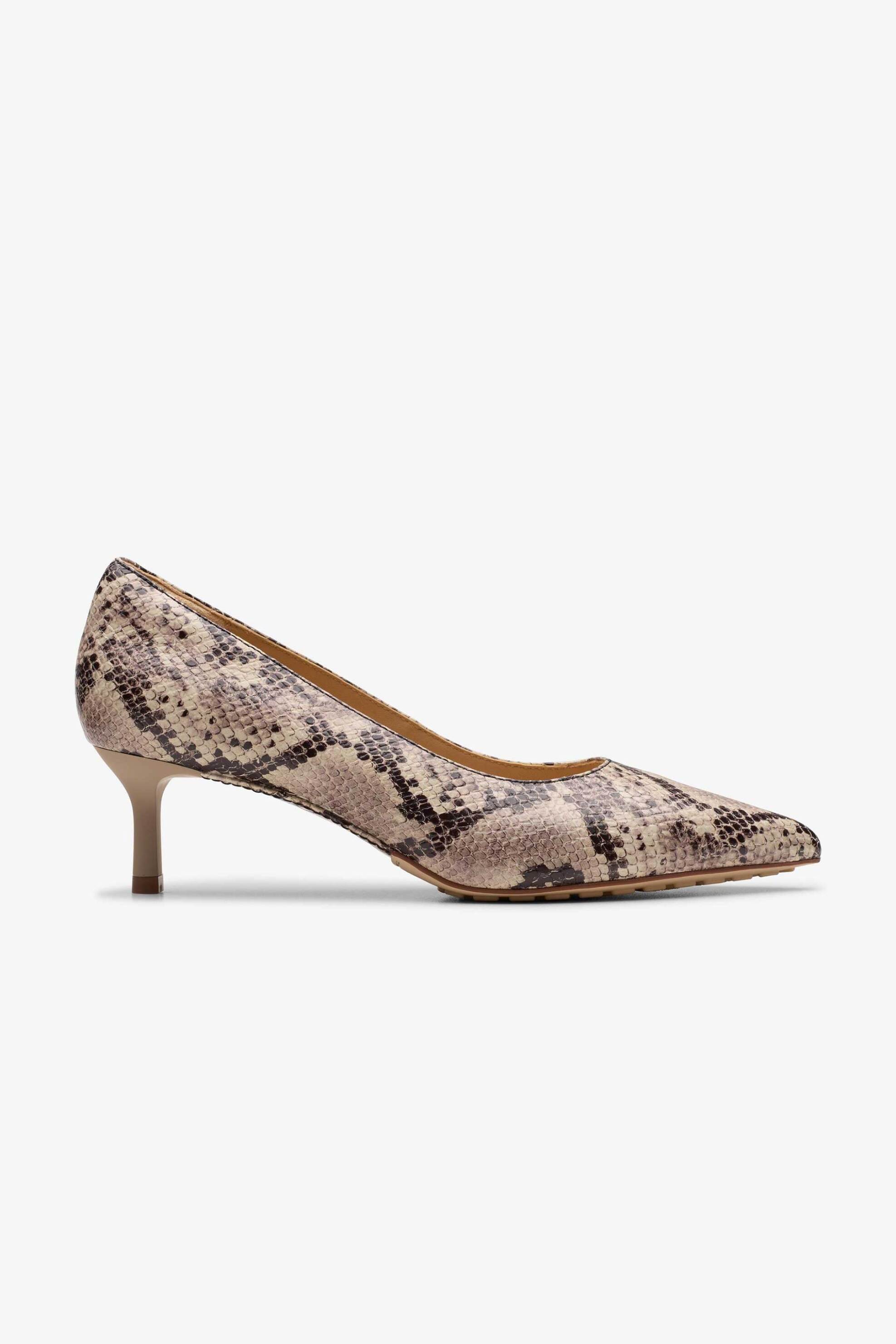 Clarks γυναικείες δερμάτινες γόβες ''Adela Court Snake'' - 26179298 Γκρι