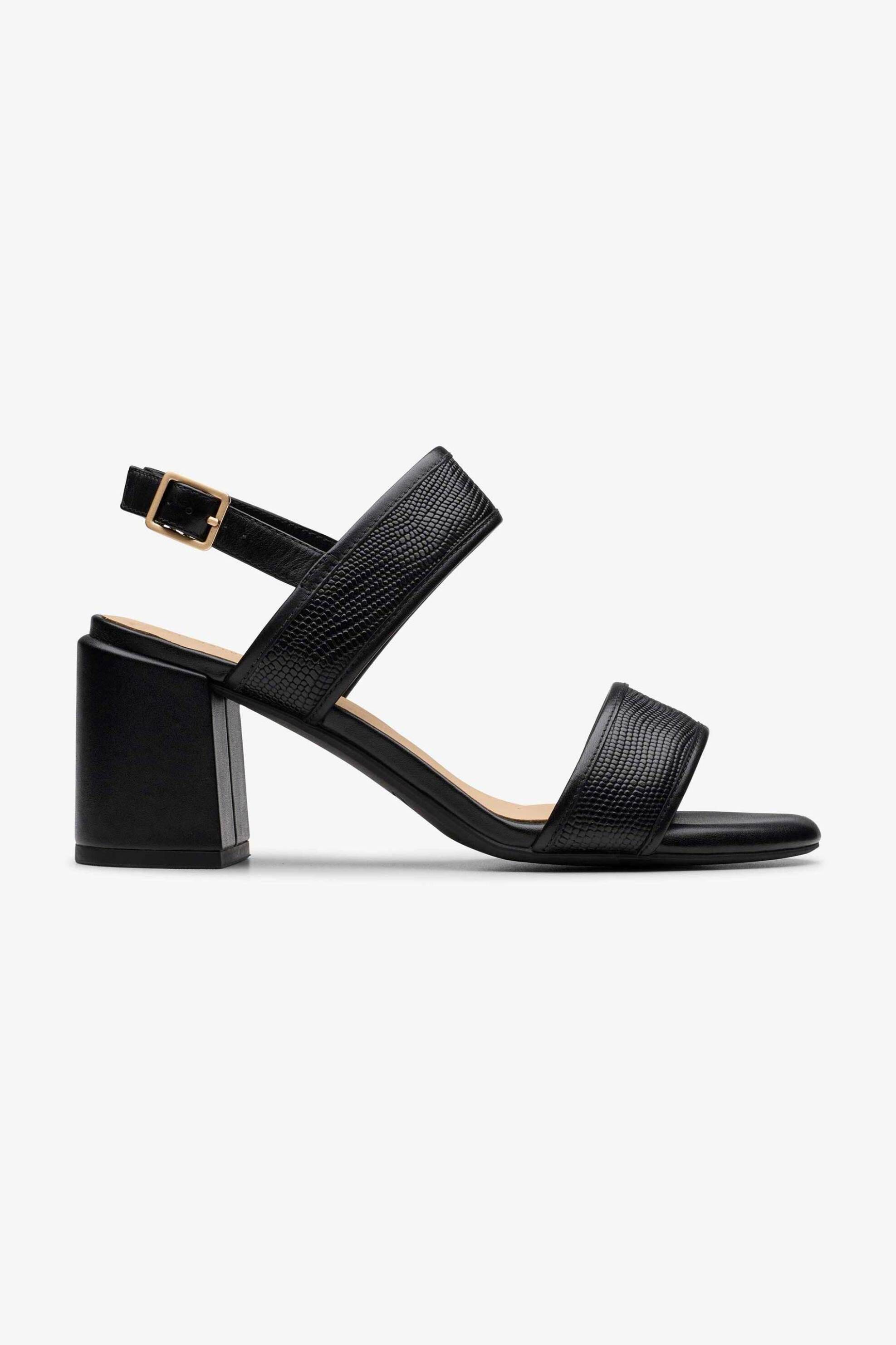  Clarks γυναικεία δερμάτινα πέδιλα με χοντρό τακούνι 