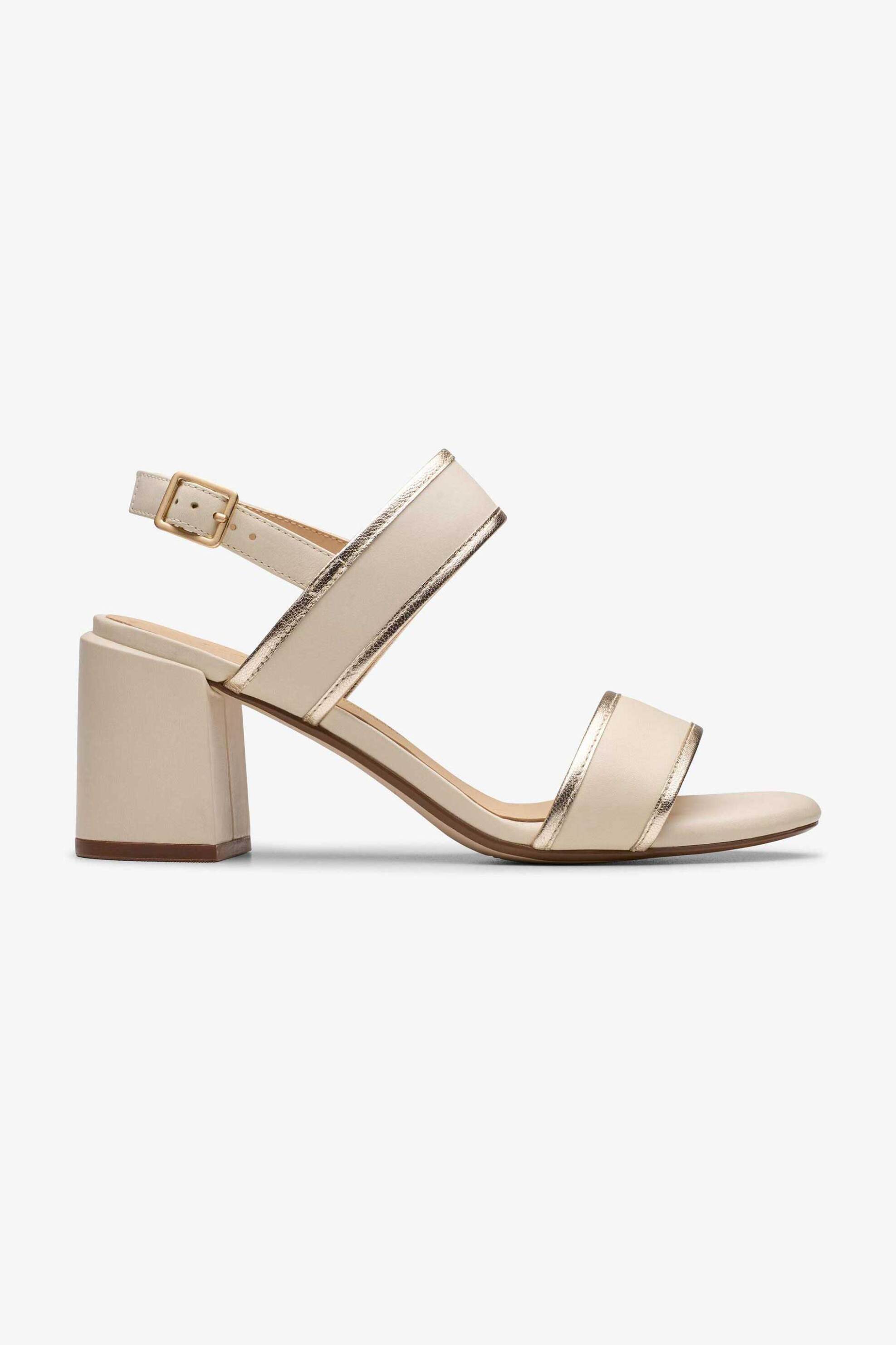  Clarks γυναικεία δερμάτινα πέδιλα με χοντρό τακούνι 