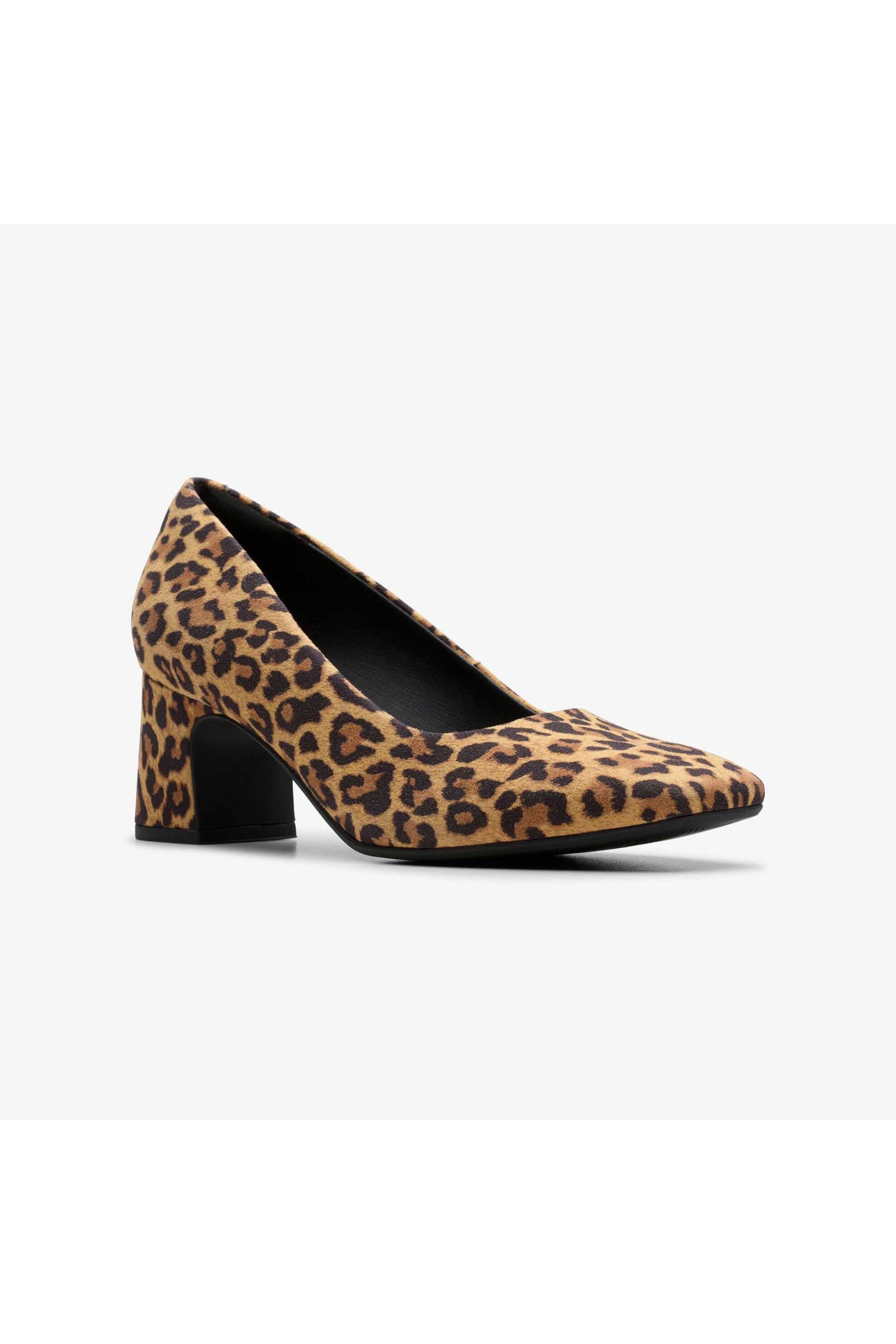 Clarks γυναικείες γόβες animal print με χοντρό τακούνι "Fernie Court" - 26183033 Καφέ φωτογραφία