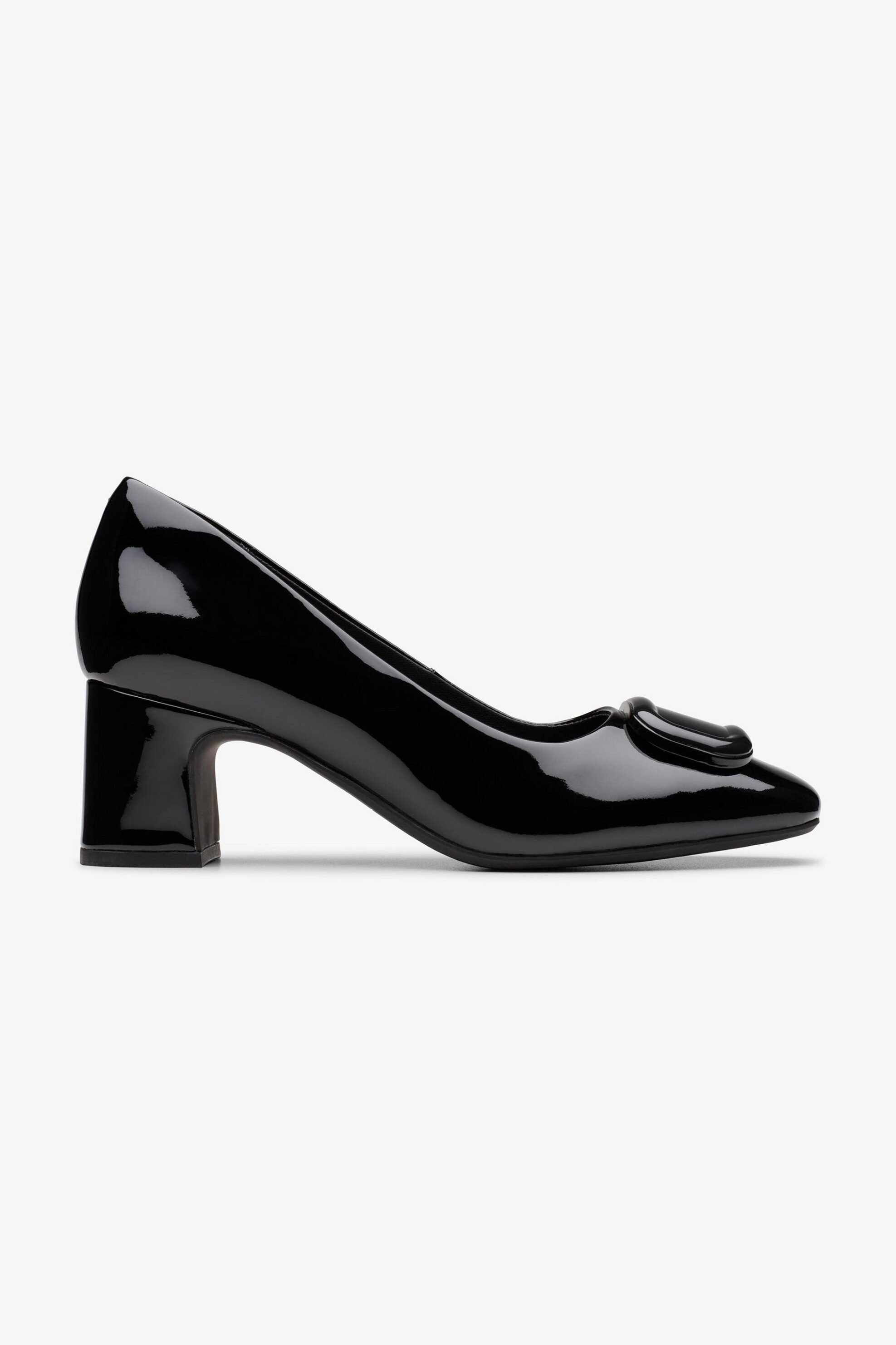 CLARKS Clarks γυναικείες γόβες λουστρίνι με χοντρό τακούνι "Fernie Trim" - 26183037 Μαύρο