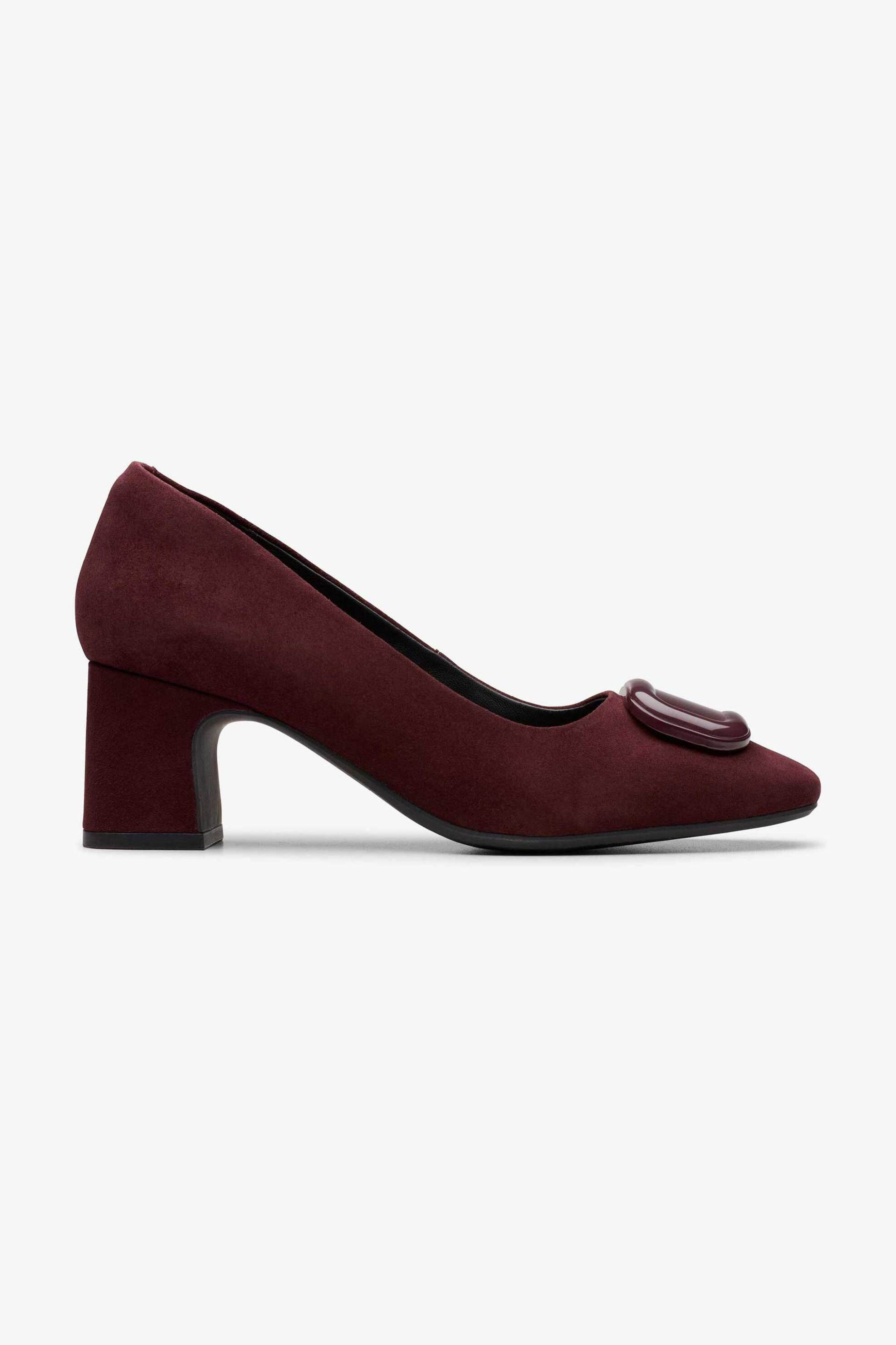 CLARKS Clarks γυναικείες γόβες suede με χοντρό τακούνι "Fernie Trim" - 26183038 Μπορντό
