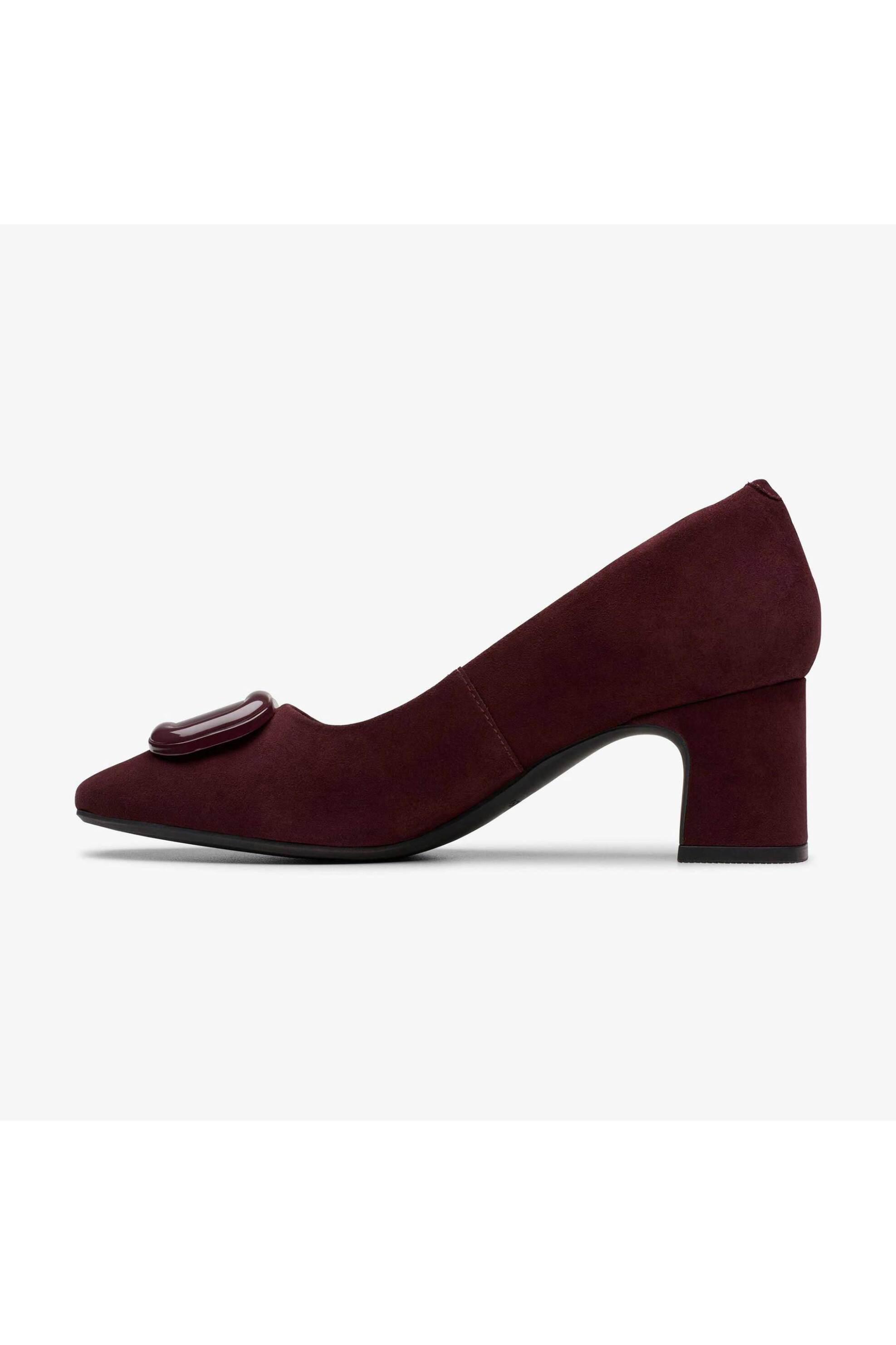 Clarks γυναικείες γόβες suede με χοντρό τακούνι "Fernie Trim" - 26183038 Μπορντό φωτογραφία