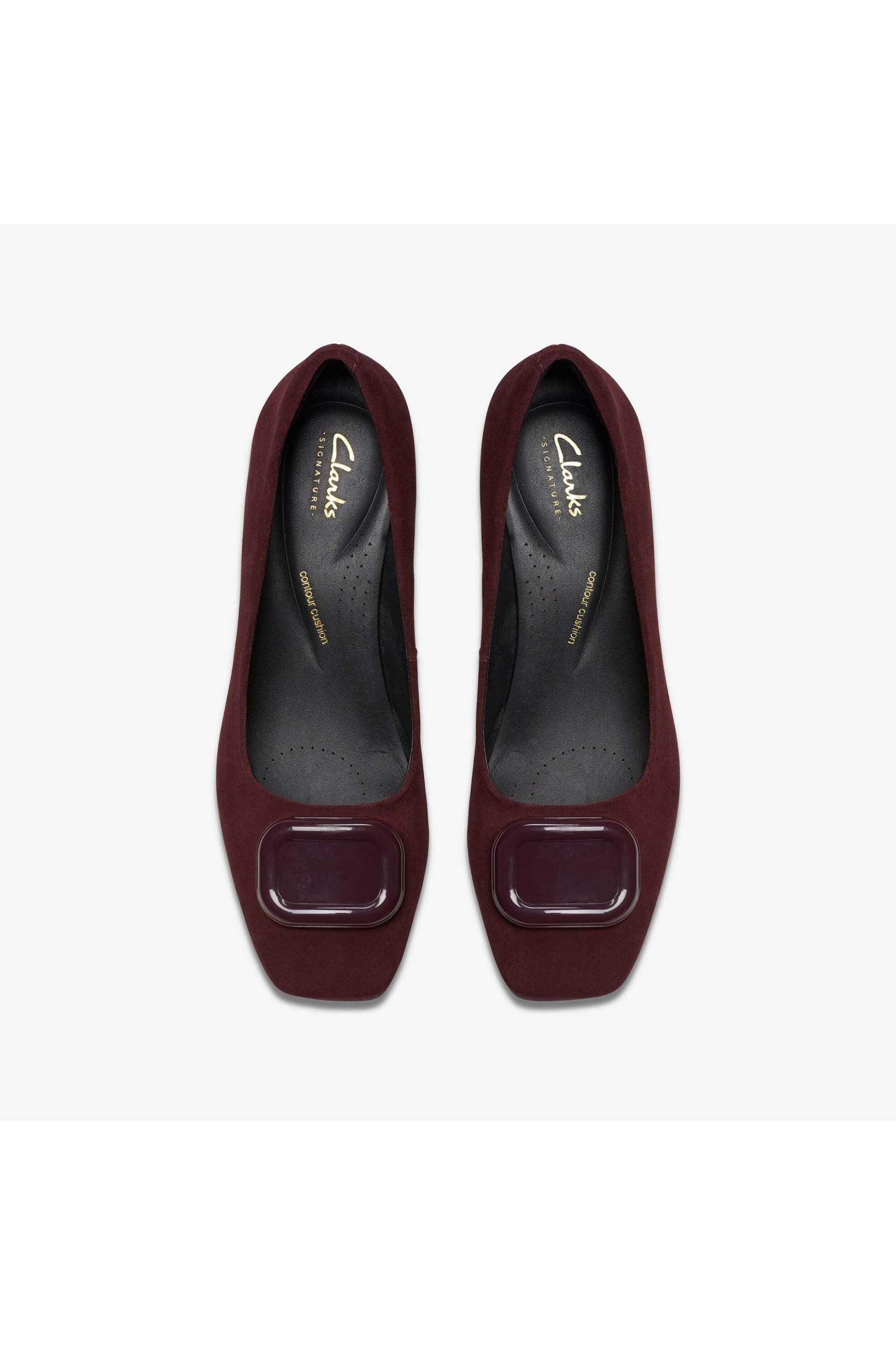 Clarks γυναικείες γόβες suede με χοντρό τακούνι "Fernie Trim" - 26183038 Μπορντό φωτογραφία