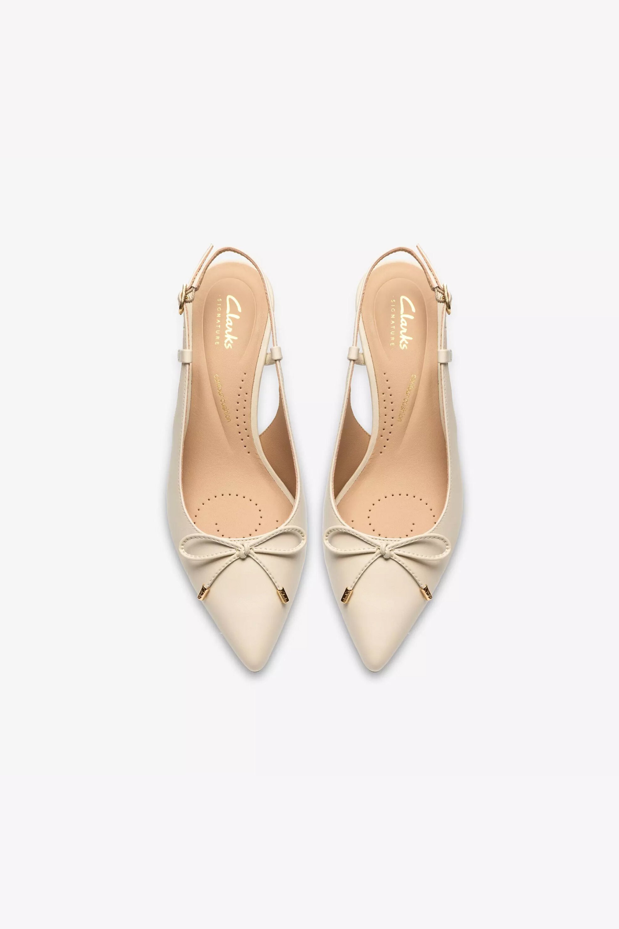 Clarks Γυναικείες Δερμάτινες Γόβες Slingback Zarey Bow&Apos - 26186492 Εκρού