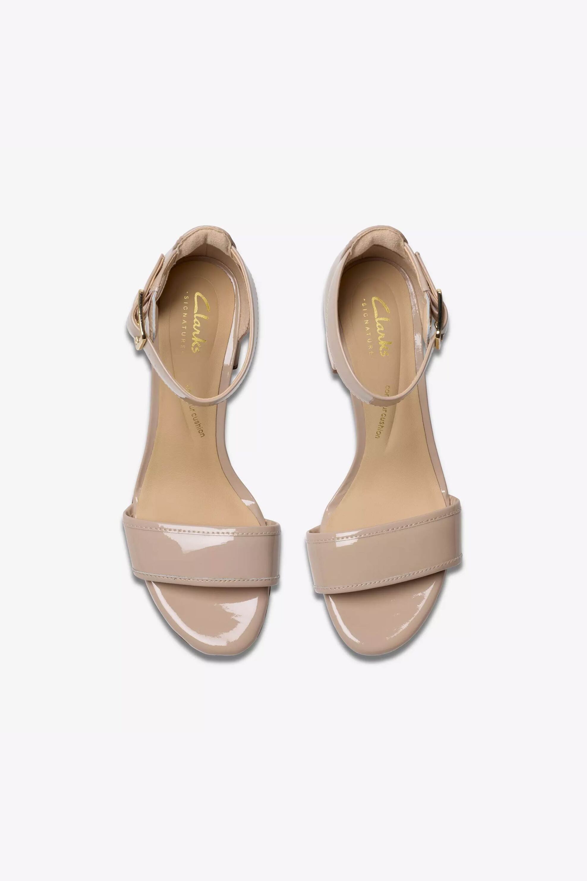 CLARKS Clarks γυναικεία δερμάτινα πέδιλα με χοντρό τακούνι "Ezoria Mae" - 26181299 Nude - 4
